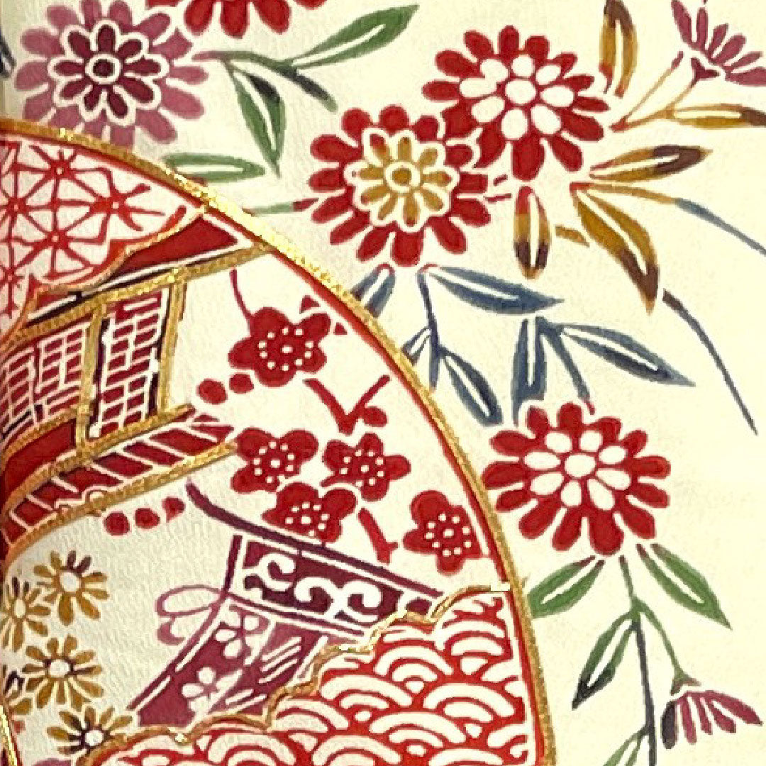 Homongi, lined, length 159cm, sleeve length 62.5cm, Torinoko color, Kyoto Bingata, floral pattern, pure silk, A rank, cream color, 1112001943315