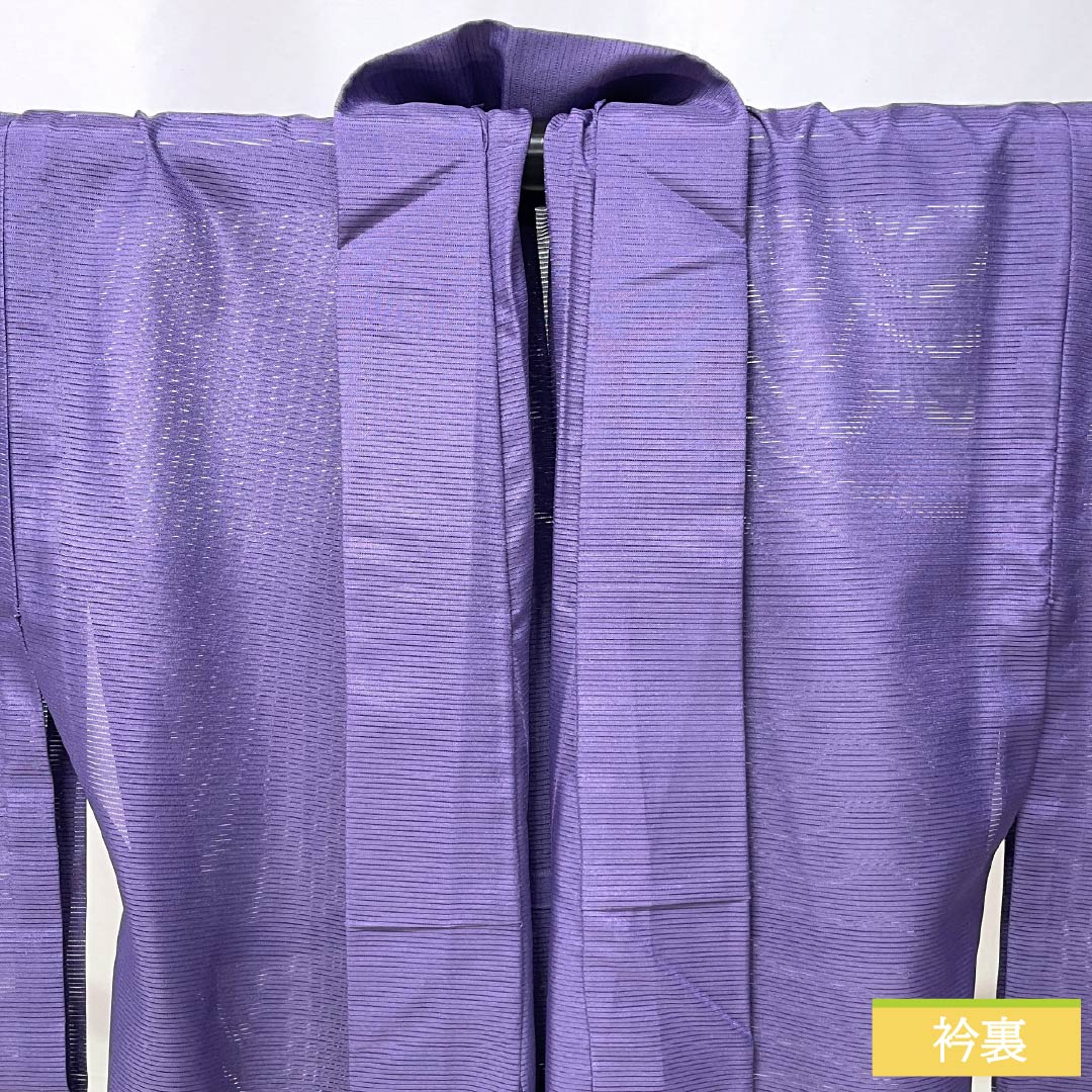 Summer kimono, polyester, plain color, S rank, length 161cm, sleeve length 65.5cm, medium purple (nakanomurasakiiro), washable, pongee, purple, 1132002942420