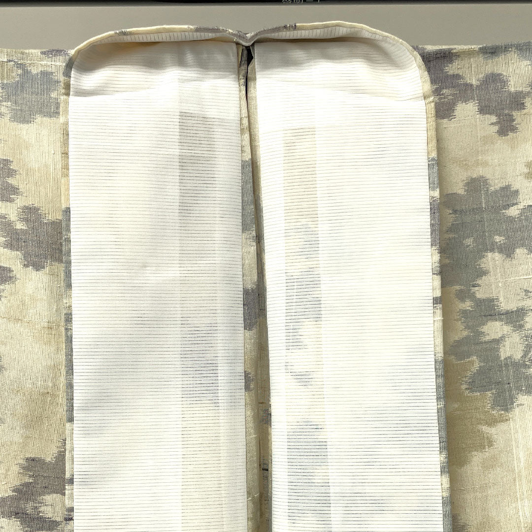 Raw tsumugi, Length 167cm, Sleeve length 66cm, Milky white, Abstract pattern, Pure silk, S rank, Single layer, Cream color, 1116002552515