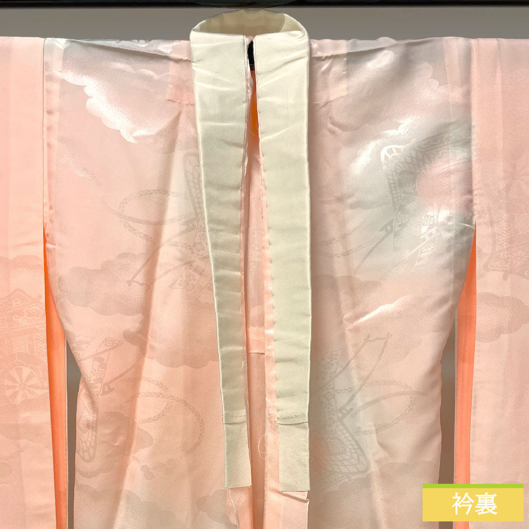 Nagajuban polyester, length 134.5cm, sleeve-to-sleeve 66cm, unlined, for furisode, gradated dye, Rank B, pink tones, 1129000644413