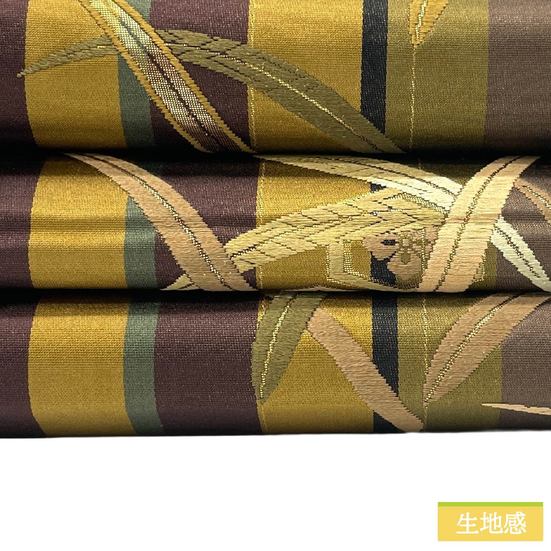 袋帯 正絹 Aランク 西陣織 縞 古典柄 帯丈428cm 六通 セミフォーマル マルチカラー 1123017643328