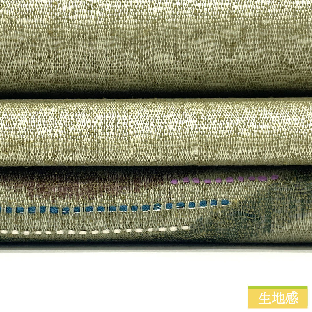 Fukuro Obi (Sash), Pure Silk, S-Rank, Comb Weave, Nishijin-ori, Abstract Pattern, Length 472cm, Pointed Pattern, Casual, Green, Item Number 1123016772419