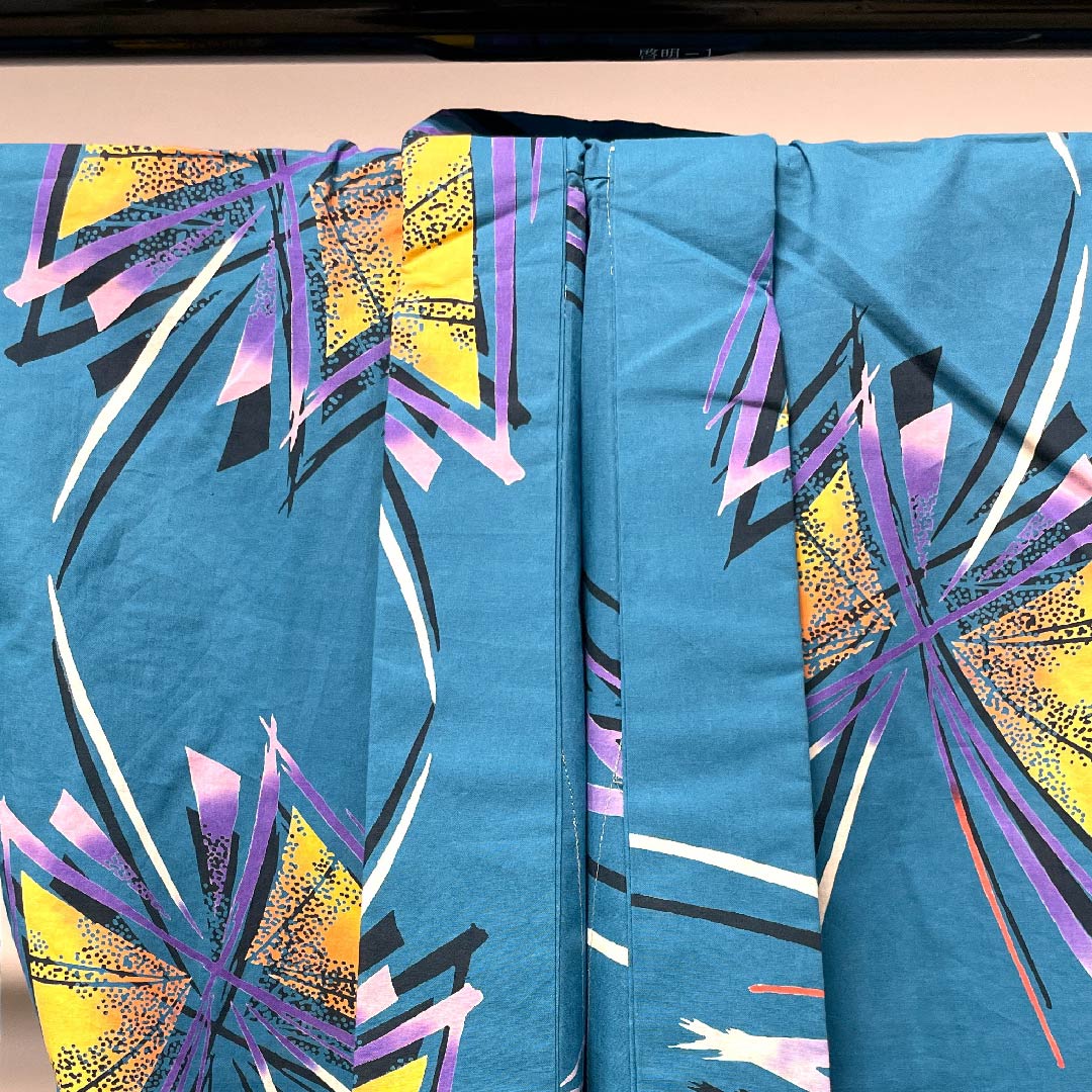 Yukata Rust Light Blue Butterfly Cotton S Rank Single Layer Length 167cm Sleeve Length 68.5cm Blue 1118004282517