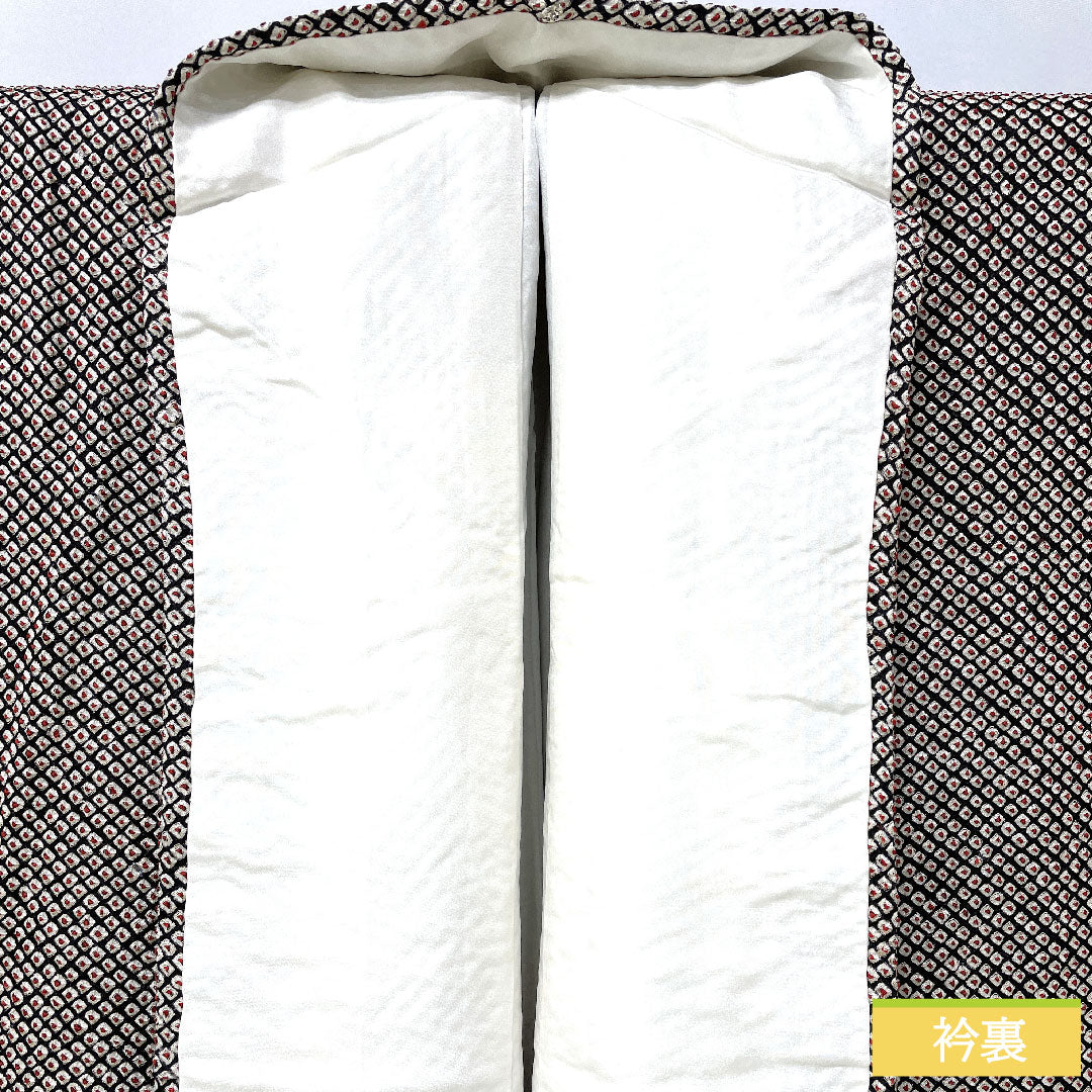 Komon, pure silk, length 156cm, sleeve length 63.5cm, lined, all-dyed, Hikita-dyed, A rank, black, 1115004633310