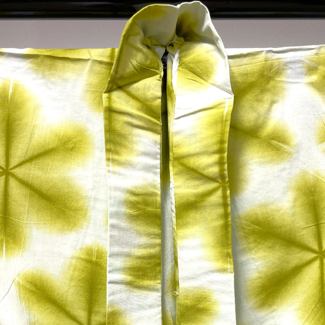 (New, unused item) Yukata, Yukihana-shibori, with basting thread, unused item, Habu-iro, Asanoha, Board-jime-shibori, Cotton, NEW rank, Single layer, Length 162cm, Sleeve length 65.5cm, Yellow, 1118003911423