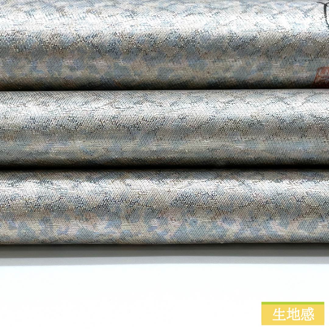 袋帯 正絹 銀色（ぎんいろ） 作家物 春蘭 風景模様 帯丈470cm Aランク ポイント柄 カジュアル 銀系 1123012553422