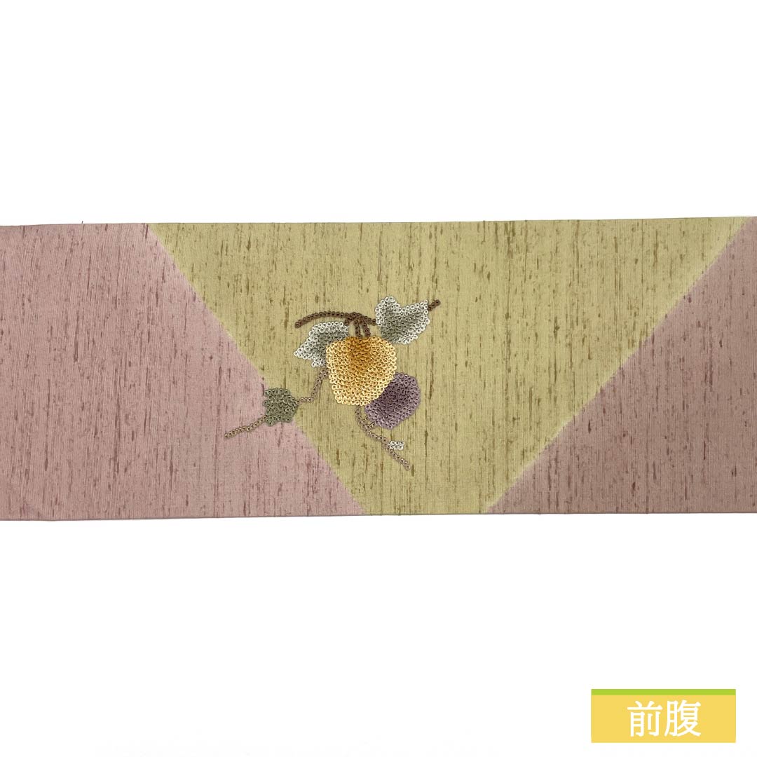 Nagoya obi, Sagara embroidery, Ushiku Tsumugi fabric, fruit, obi length 381cm, pure silk, S rank, point pattern, casual, gradation style, 1124007382499, Nagoya tailoring