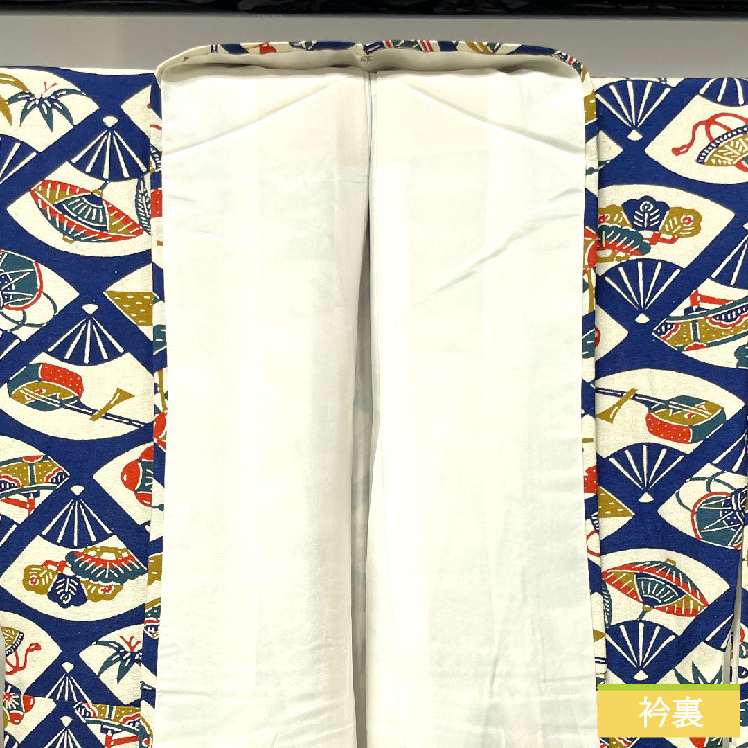 小紋 正絹 身丈157.5cm 裄丈62cm 袷 京紅型 波 Aランク 白系 1115004083311