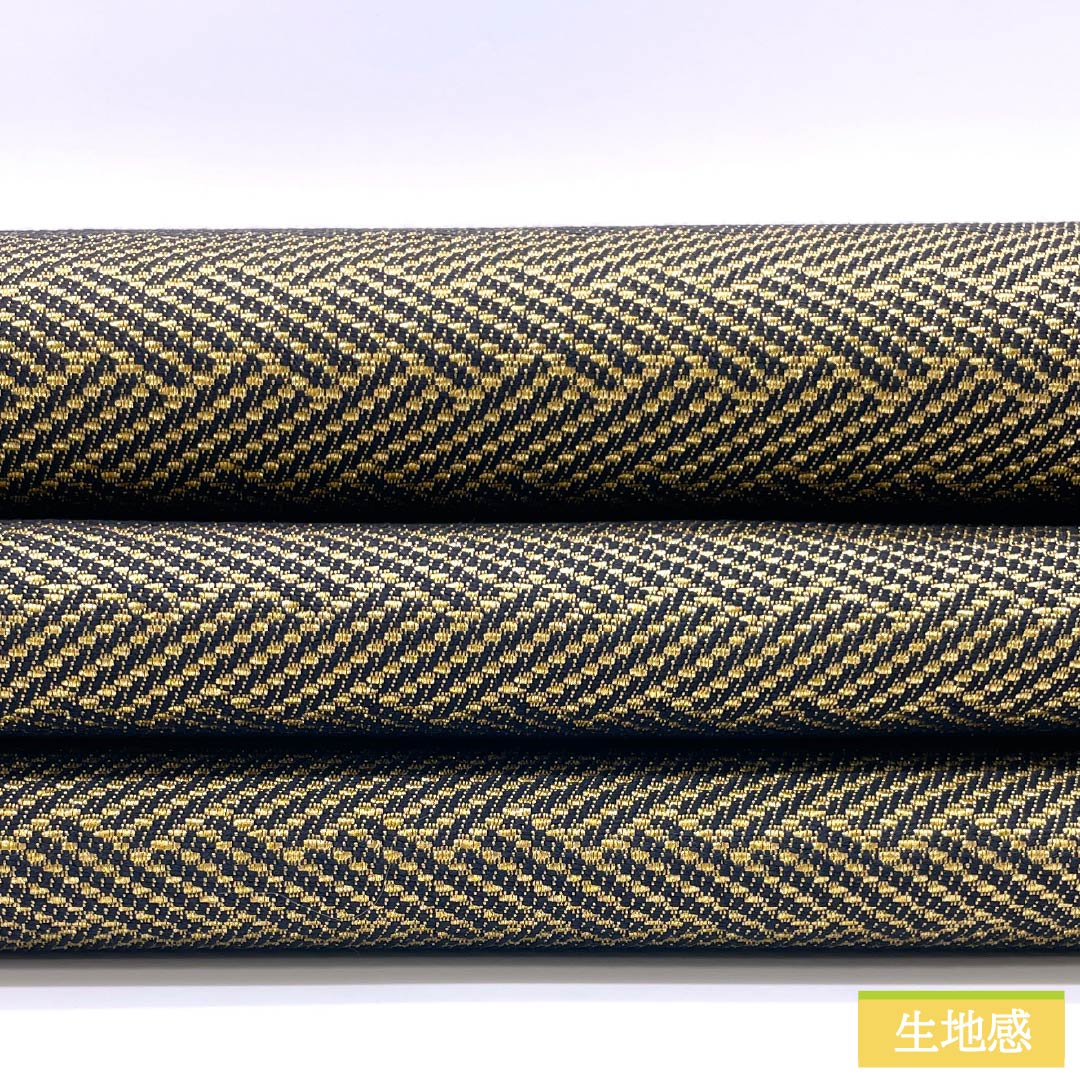 Fukuro Obi (Sash) - Pure Silk, Geometric Pattern, Length 444cm, S-Rank, Pointed Design, Gold, Semi-Formal, Item Number: 1123014772321