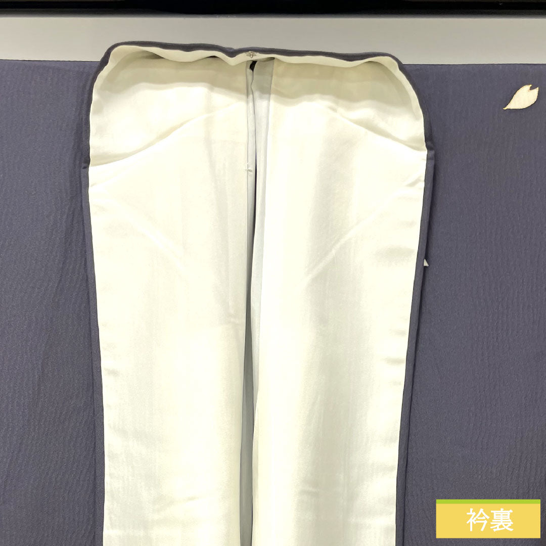 Homongi, pure silk, lined, length 159.5cm, sleeve length 68.5cm, deep purple, Rakuraku Studio, Sakura, A rank, purple, 1112003793320