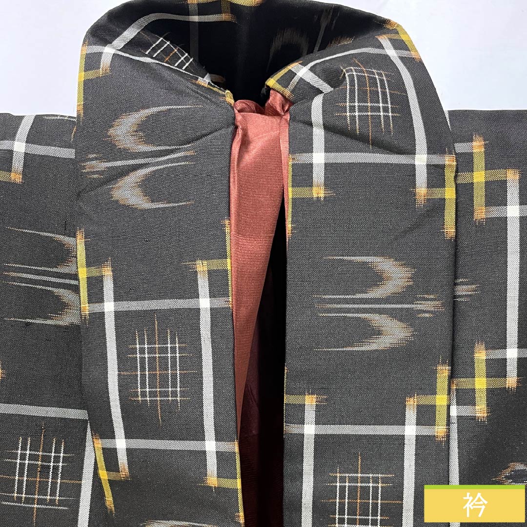 Haori (Japanese traditional kimono jacket) - Polyester, S-rank, Length 73cm, Sleeve Length 62cm, Chestnut-colored, Ryukyu pattern, Tsumugi fabric, Lined, Brown, 1117001292914