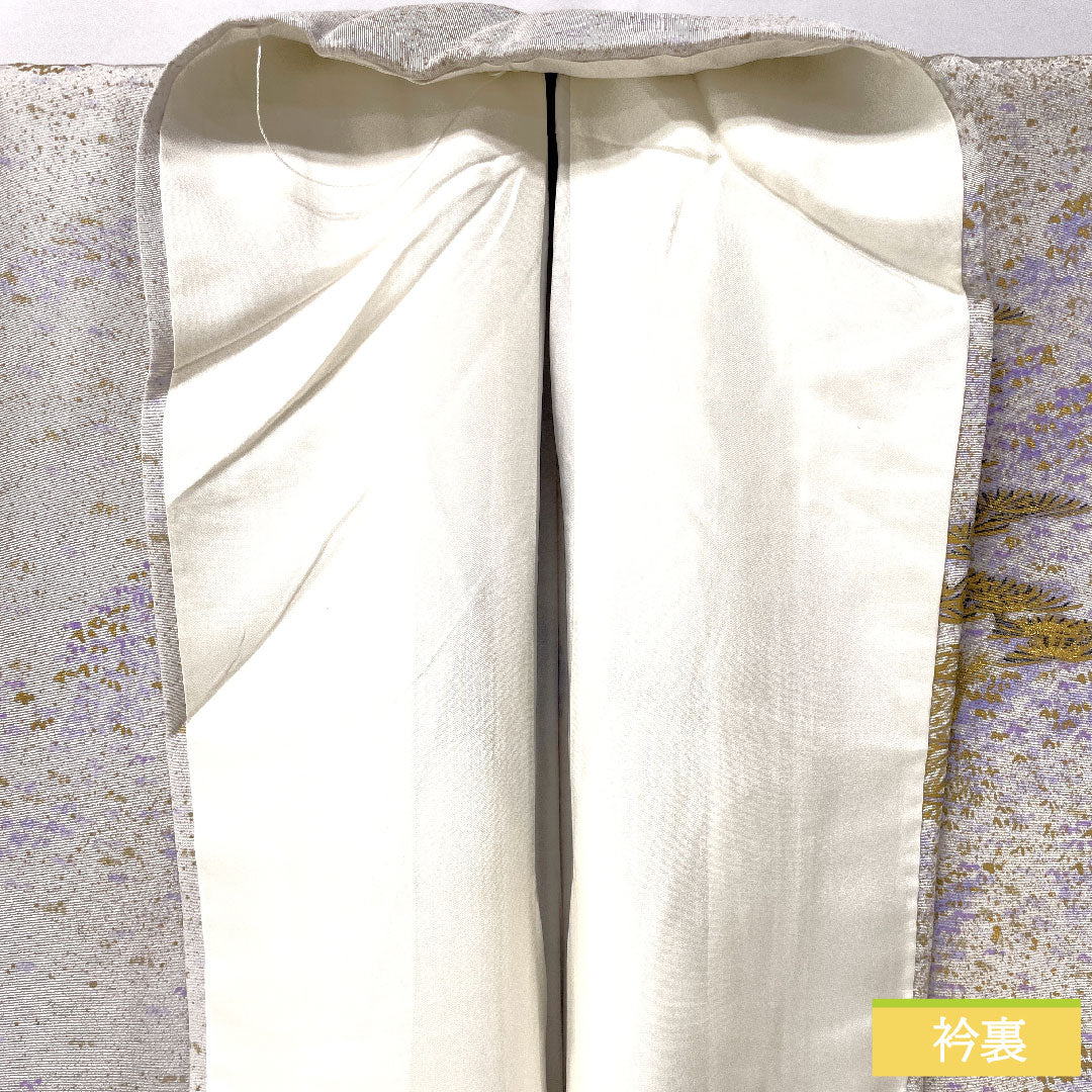 訪問着 正絹 袷 身丈158cm 裄丈62cm 銀白色（ぎんはくしょく） 京友禅 風景模様 パールトーン加工 作家物 Aランク グレー系 1112004963322