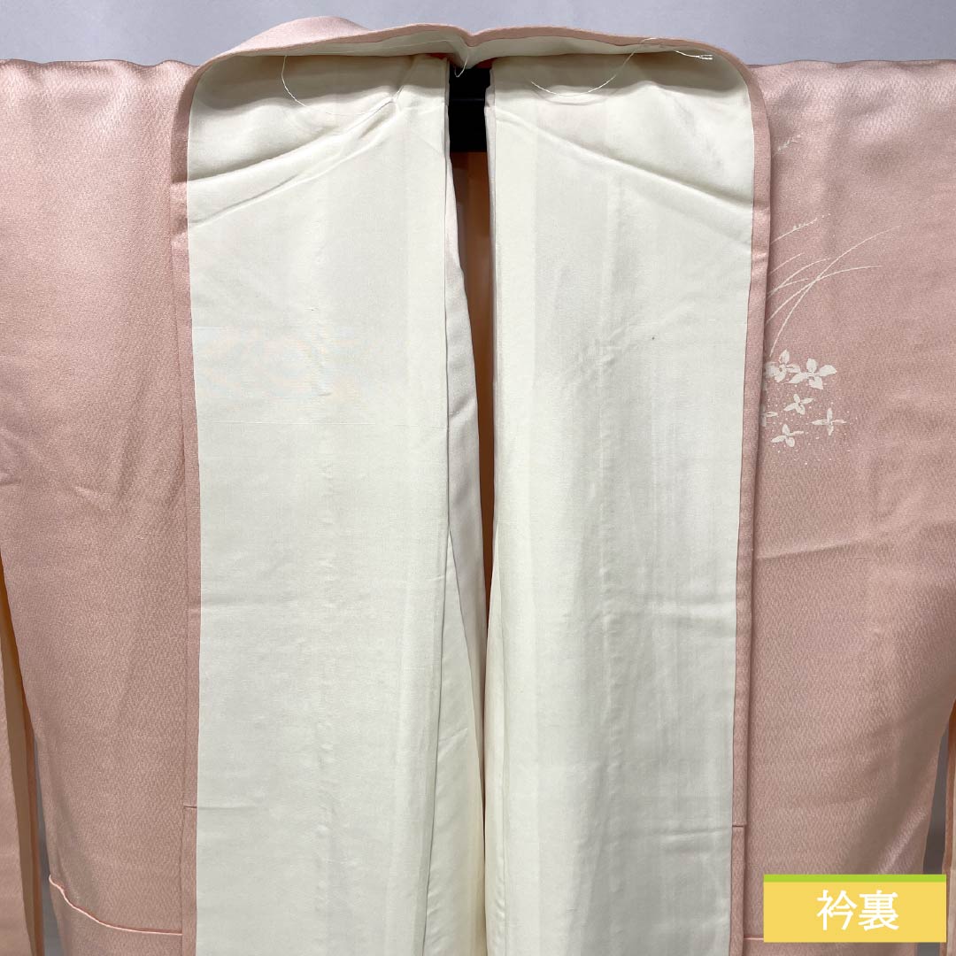 Visiting Kimono (Homongi) - Pure Silk, Grade A, Lined, Length 166cm, Sleeve Length 61.5cm, Otomeiro (Girl's Color), Kyoto Yuzen Embroidery, Floral Design, Pink, Product Number: 1112006273513