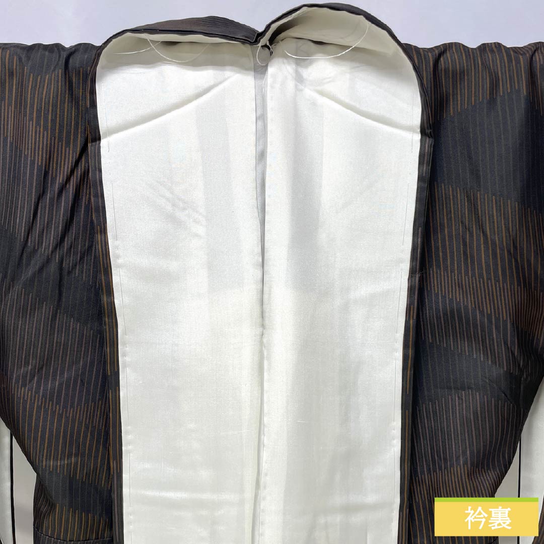 Komon (small pattern) silk, A-rank, length 157.5cm, sleeve length 64.5cm, lined, abstract pattern, black, 1115006413310
