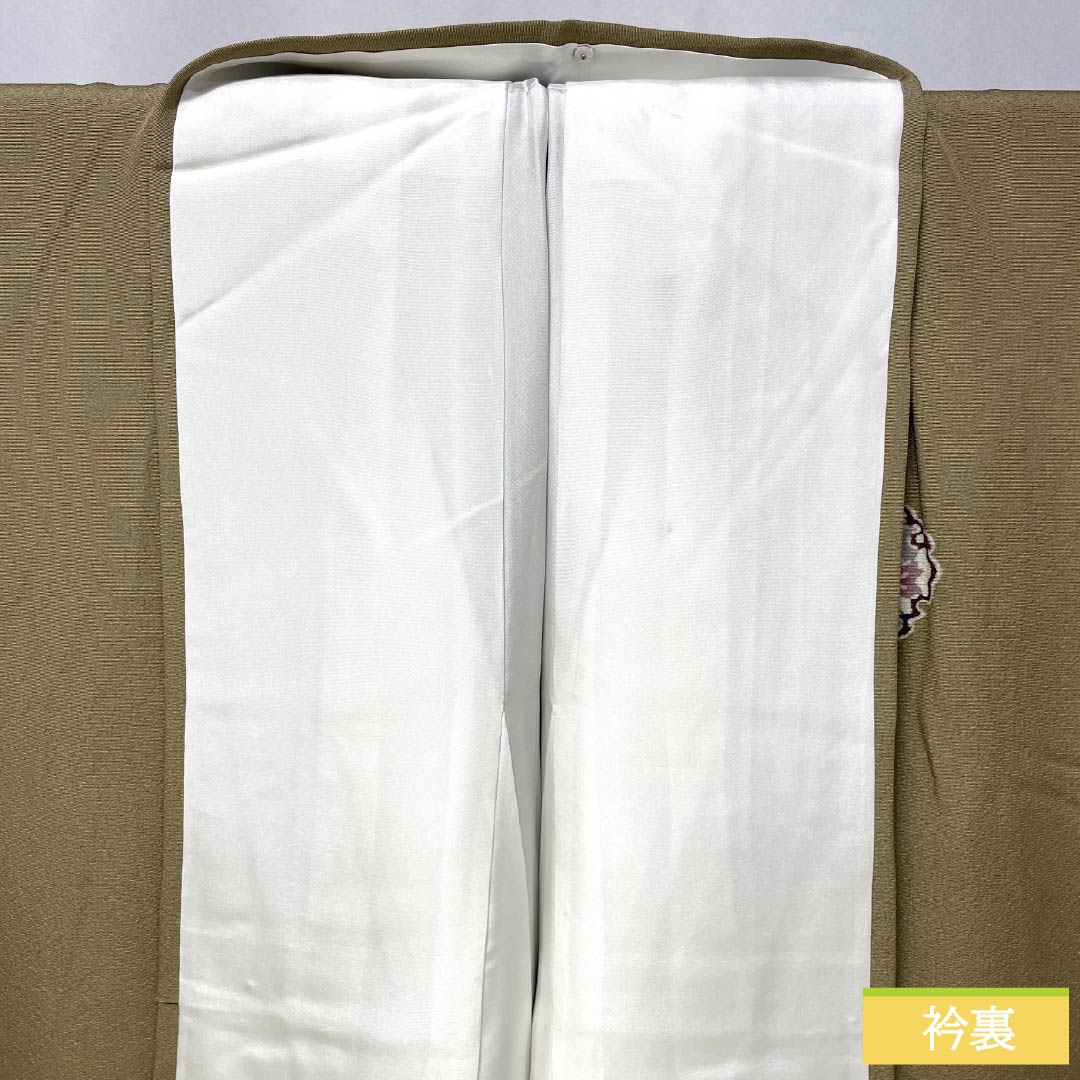 訪問着 正絹 Aランク 袷 身丈160cm 裄丈62.5cm 丁子煤竹色（ちょうじすすたけいろ） 琉球紅型 雪輪 鳳凰 風景 パールトーン加工 ベージュ系 1112007273425
