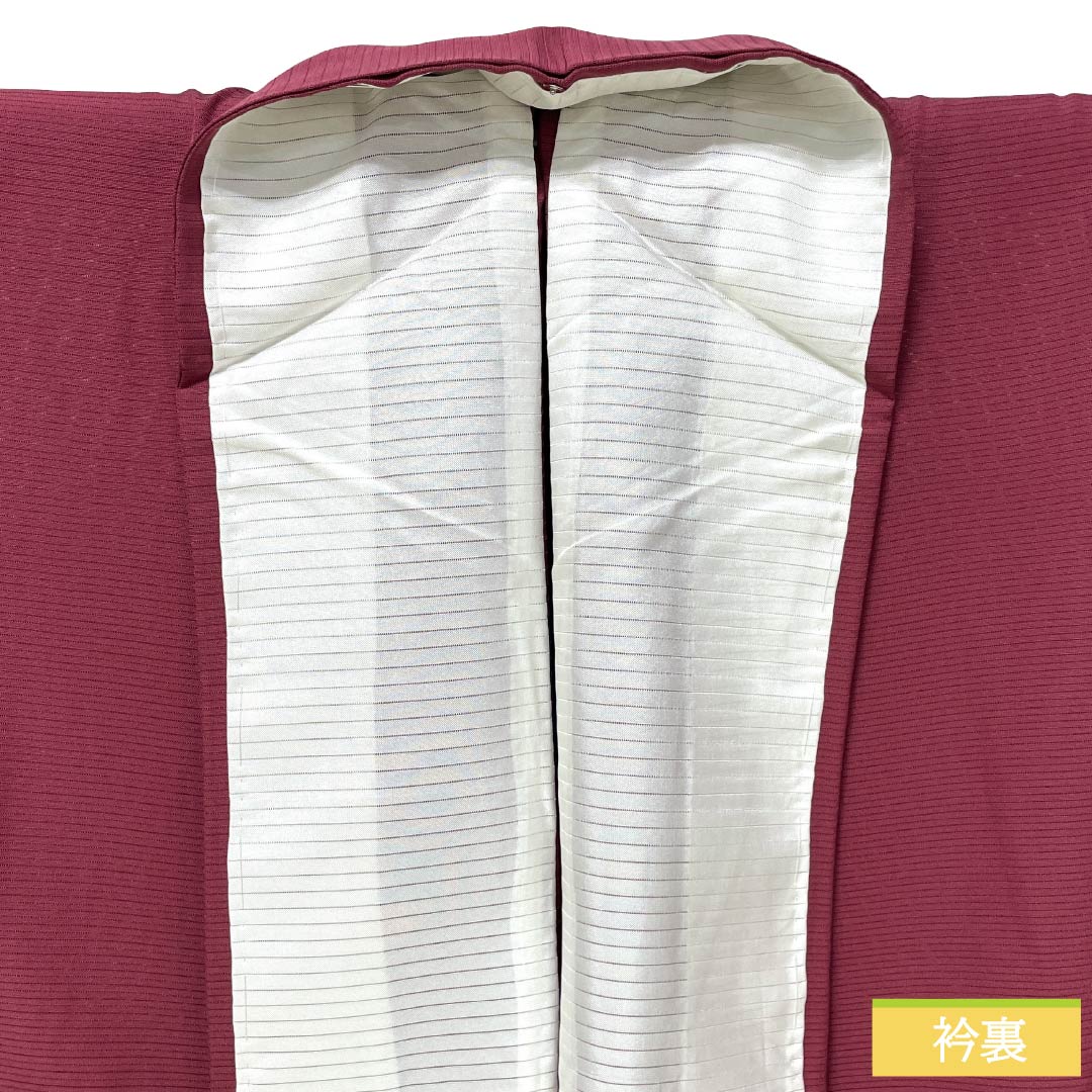Summer Silk Iromuji Kimono, Rank A, Length 160cm, Sleeve-to-sleeve 66cm, Deep Red, Plain, Maruni Kikyo Mon (family crest), Hitotsumon, Ro weave, Red family, 1132003503412