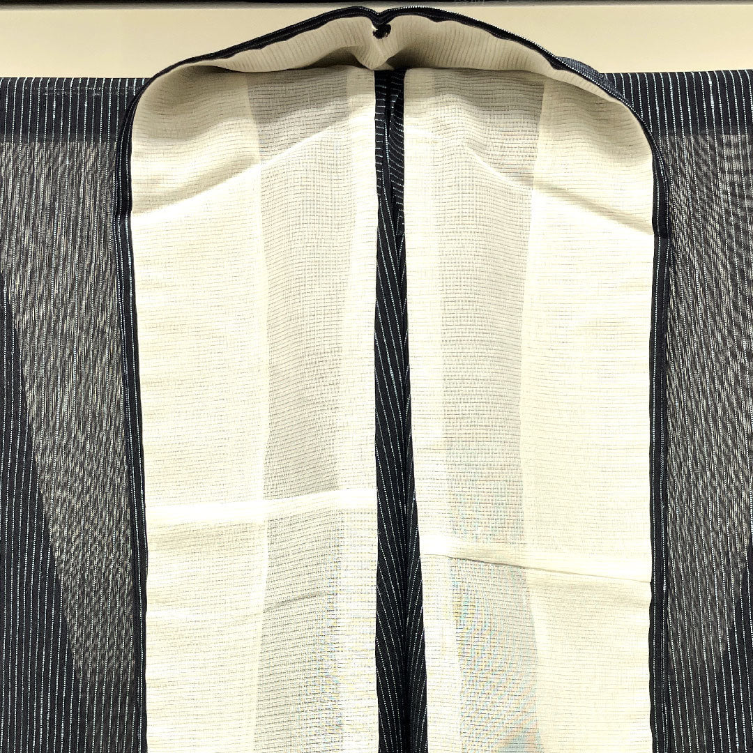 Summer kimono, polyester, pongee, length 163.5cm, sleeve length 67.5cm, striped, washable kimono, gauze, S rank, black, 1132001512410