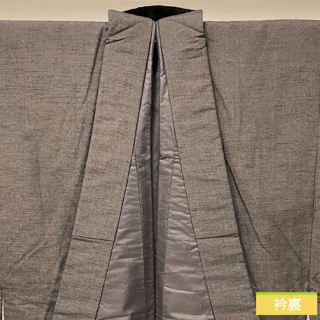 男物 正絹 身丈129cm 裄丈63.5cm 黒鼠色（くろねずいろ） 真綿紬 Sランク 袷 茶系 1119000852214