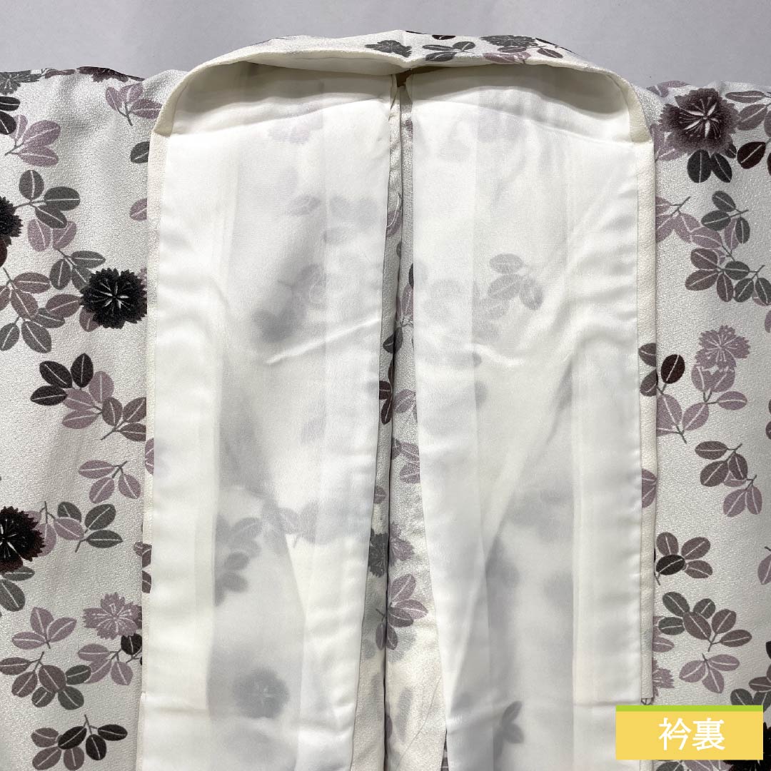 Washable, milky white kimono with a floral pattern, polyester, small pattern, S rank, length 166.5cm, sleeve length 67cm, single layer, white, product number 1115006992511
