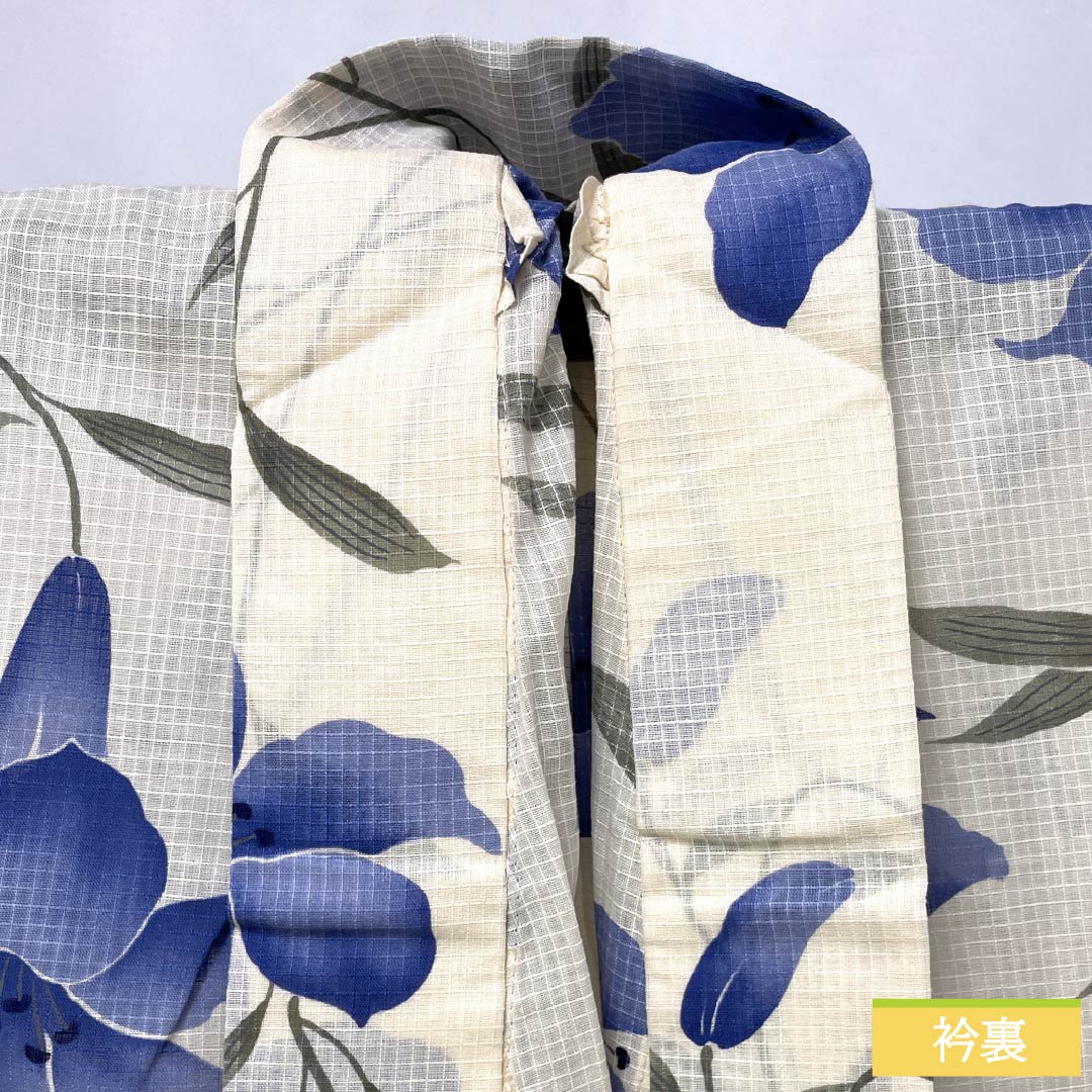 Cotton Yukata, Length 167.5cm, Sleeve Length 70cm, A Rank, Single Layer, Cream, Light Color (Usunikuro), Lily Pattern, 1118006223515