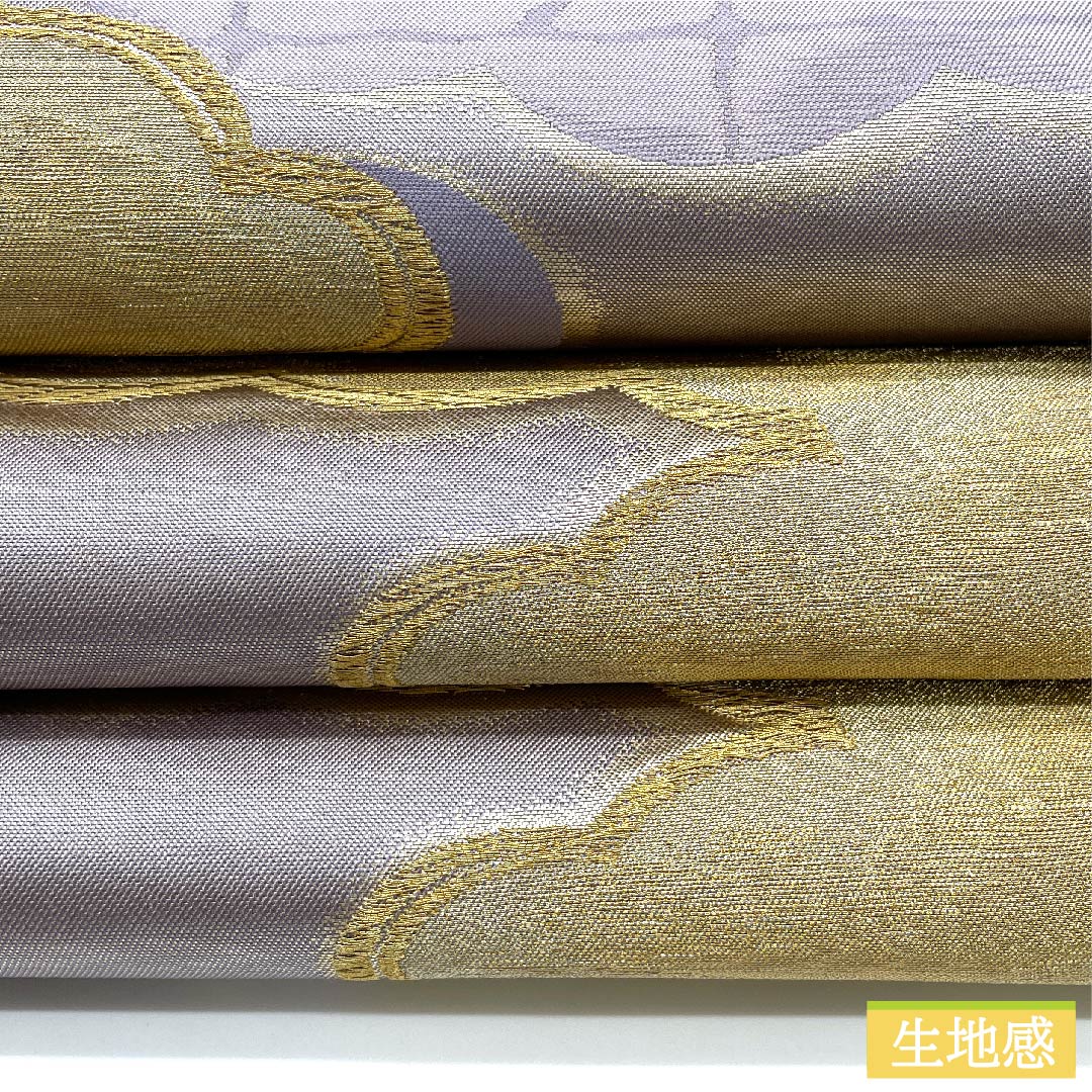 【Unsewn】Fukuro Obi, Pure Silk, S Rank, Pale Wisteria, Cloud Patterns, Obi Length 436cm, Six-Panel, Formal, Purple Tones 1123009952320