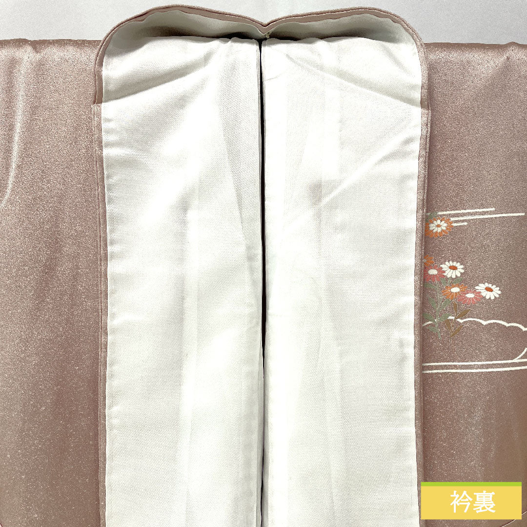 訪問着 正絹 袷 身丈160.5cm 裄丈63cm 白梅色（しらうめいろ） 京友禅 茶屋辻模様 Bランク ピンク系 1112005894413