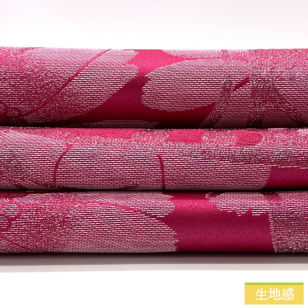 袋帯 ポリエステル 苺色（いちごいろ） 振袖用 H-Lブランド 蝶 薔薇 帯丈480cm Sランク 六通 フォーマル ピンク系 1123013992413
