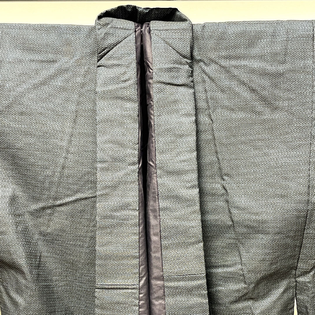 Men's, Length 136cm, Sleeve length 63.5cm, Oshima Tsumugi, 100 tortoiseshell, with basting thread, unused, pure silk, S rank, lined, navy blue, 1119000632318