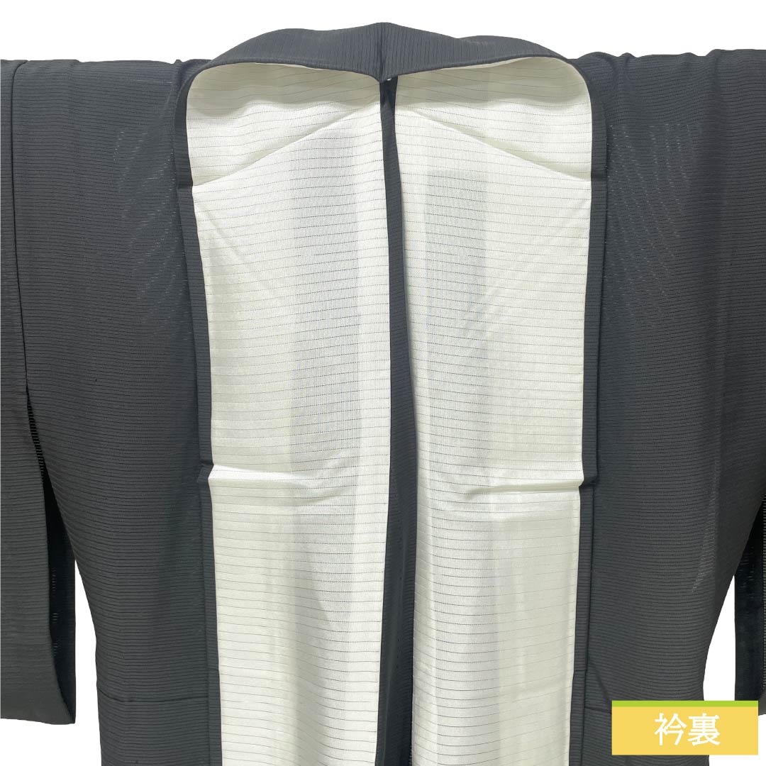 夏物 正絹 付下げ Sランク 身丈162cm 裄丈66cm 具墨色（ぐずみいろ） 型染 蘇州刺繡 抽象模様 絽 グレー系 1132005092422