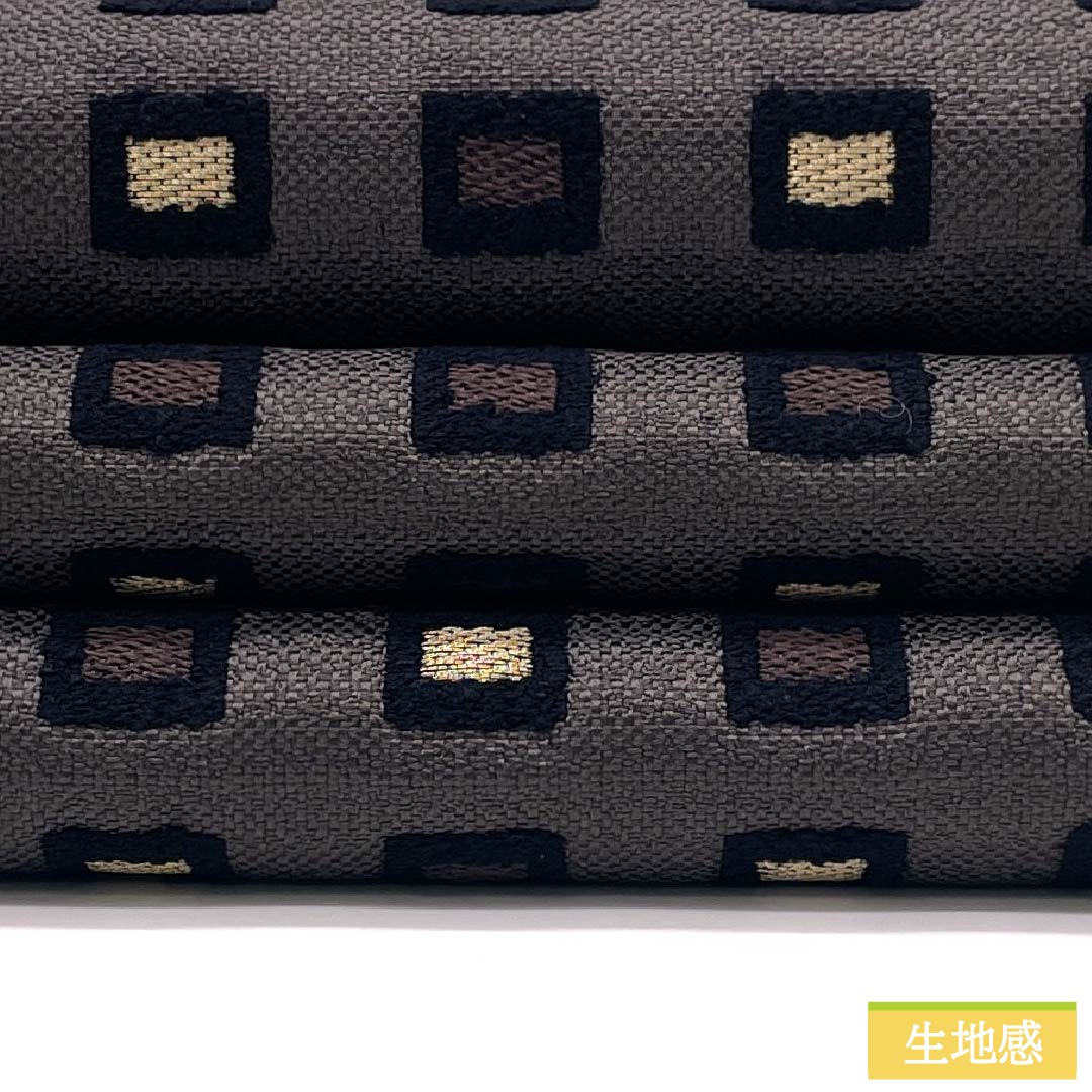 Fukuro Obi (Sash) - S-Rank, Pure Silk, Ink-Colored (Sumi-iro), Square and Polka Dot Pattern, 460cm Long, Pointed Pattern, Casual, Brown, Item Number: 1123015722414