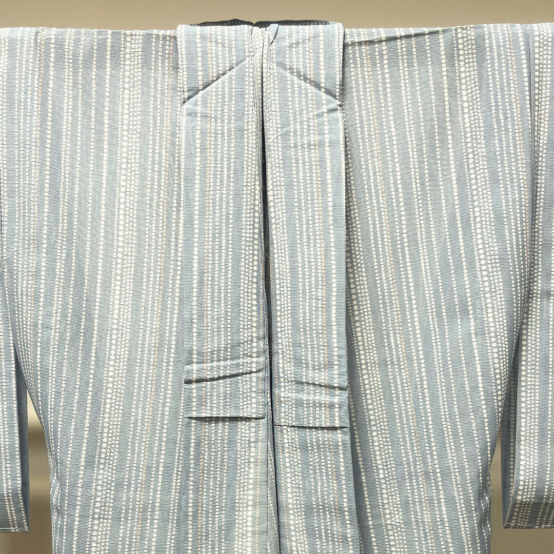 Summer pure silk komon length 153cm sleeve length 62cm white ultramarine geometric pattern silk S rank blue 1132001372217