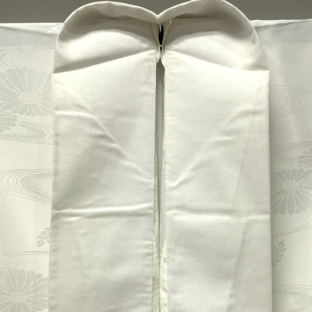 Long undergarment, pure silk, length 138cm, sleeve length 65cm, lined, formal, auspicious pattern, S rank, white, 1129000452511