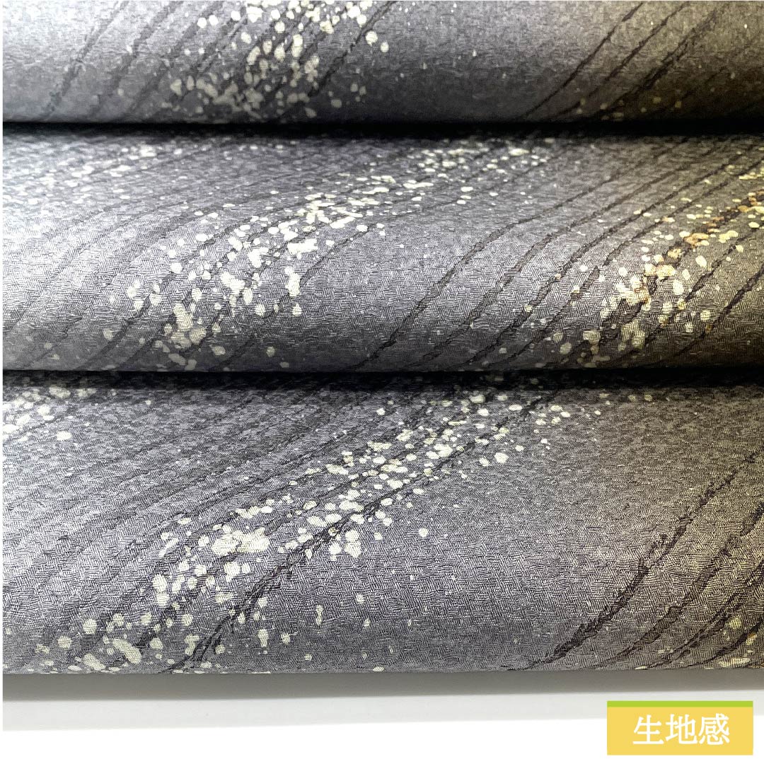 袋帯 正絹 白銅色（はくどういろ） 斜め線 タタキ 染め帯 帯丈452cm Sランク 全通 カジュアル グラデーション系 1123011562499