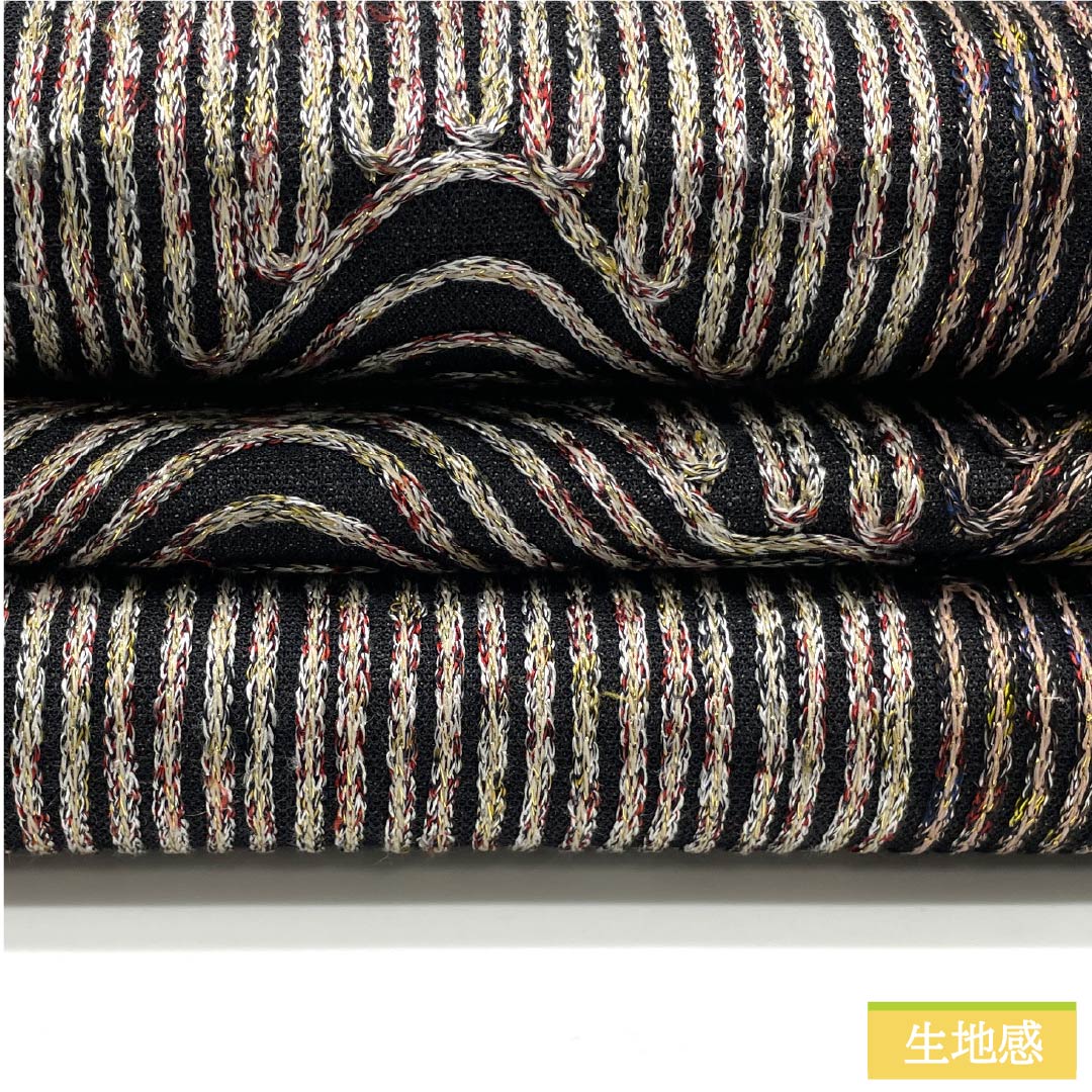 袋帯 正絹 黒色（くろいろ） 無月 刺繍 幾何学模様 帯丈434cm Sランク 全通 セミフォーマル 黒系 1123012152310
