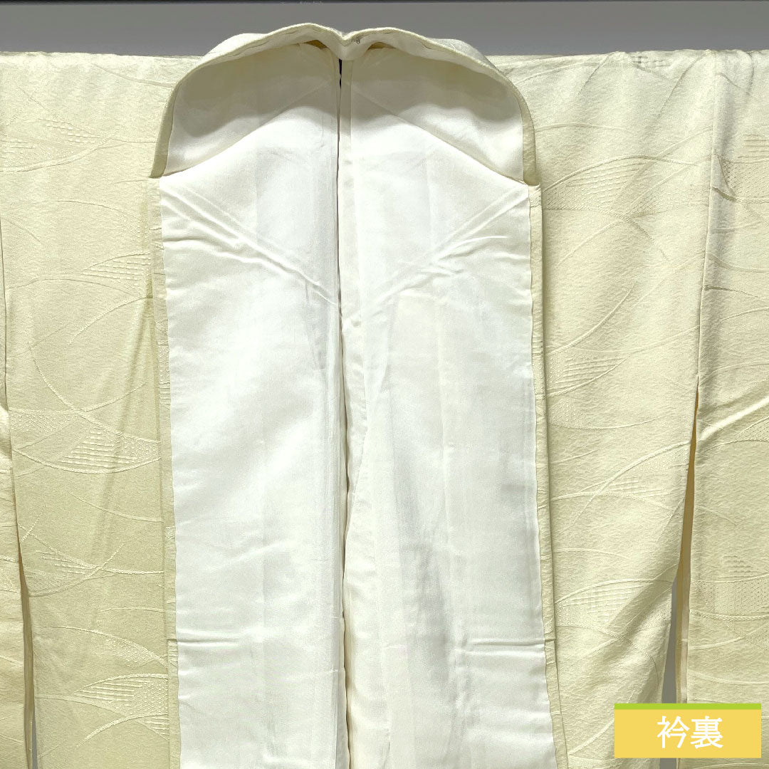 Plain color, pure silk, length 165.5cm, sleeve length 66cm, fang yellow, abstract pattern, 30% bellflower in the middle shade, with basting thread, lined, S rank, cream color, 1114001412515