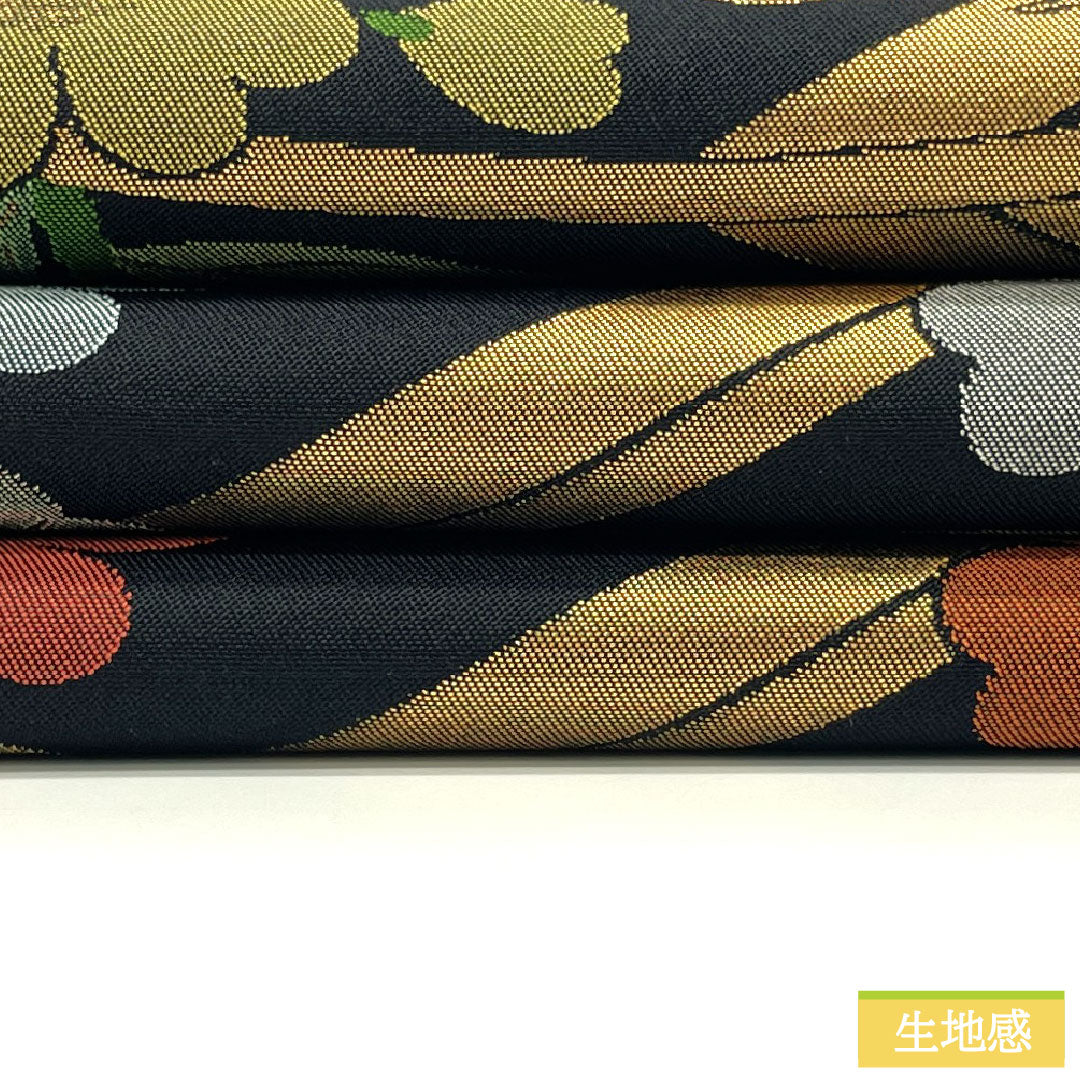 Fukuro Obi Silk S Rank Orietsu Nishijin-ori Auspicious Patterns Obi Length 436cm Zen-tsu Semi-formal Black 1123017402310
