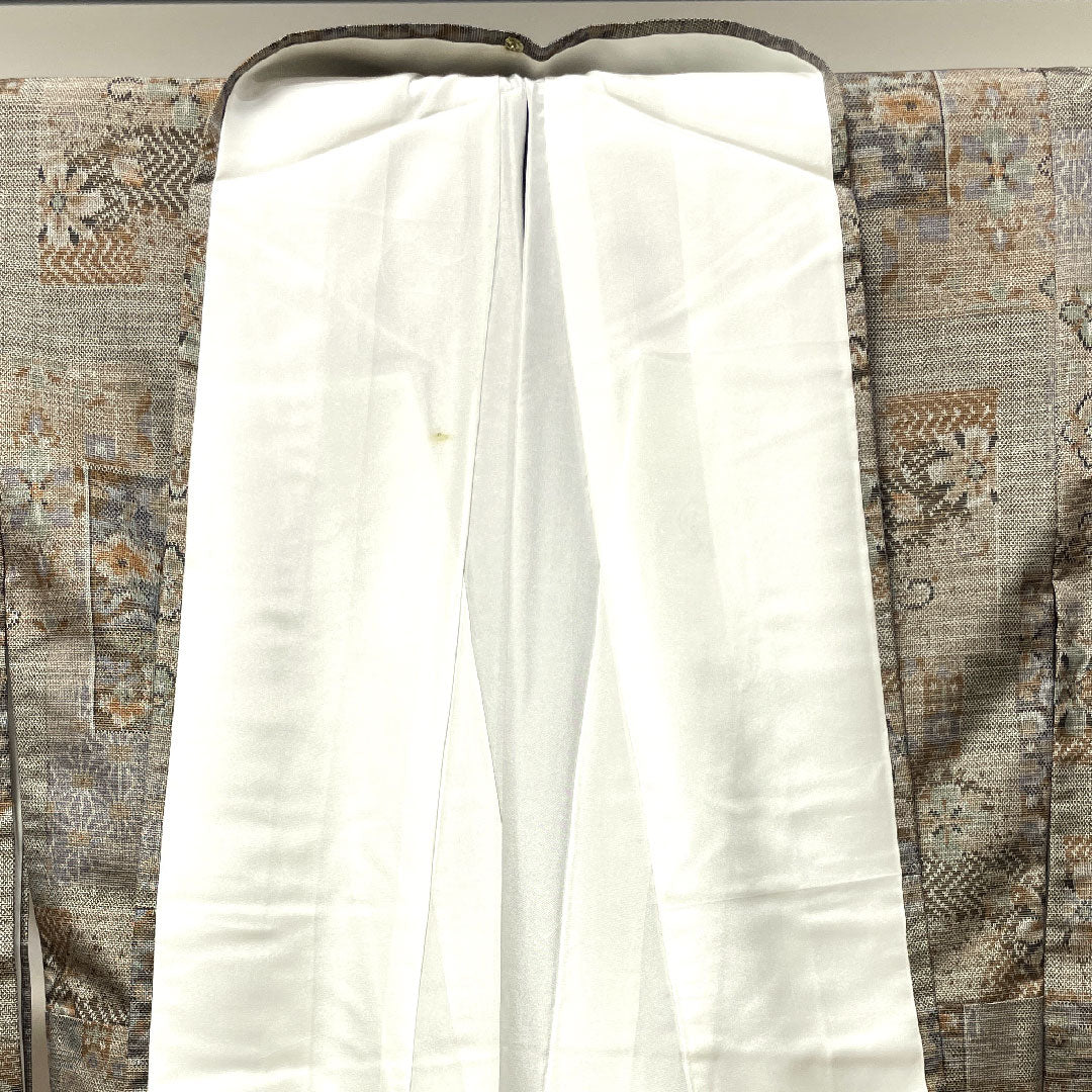 Tsumugi, Length 155cm, Sleeve length 62.5cm, Silk gray, Abstract pattern, basting thread included, Pure silk, S rank, Lined, Gray 1116002722322