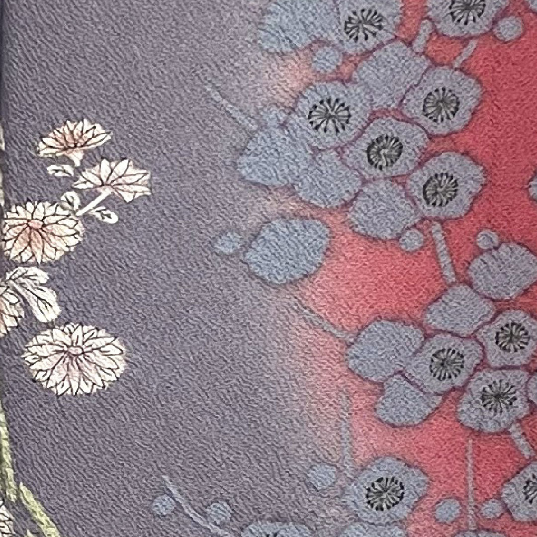 Homongi (formal kimono) Length 157.5cm Sleeve length 63cm Brown Chrysanthemum Plum Pure silk S rank Purple 1112001562320
