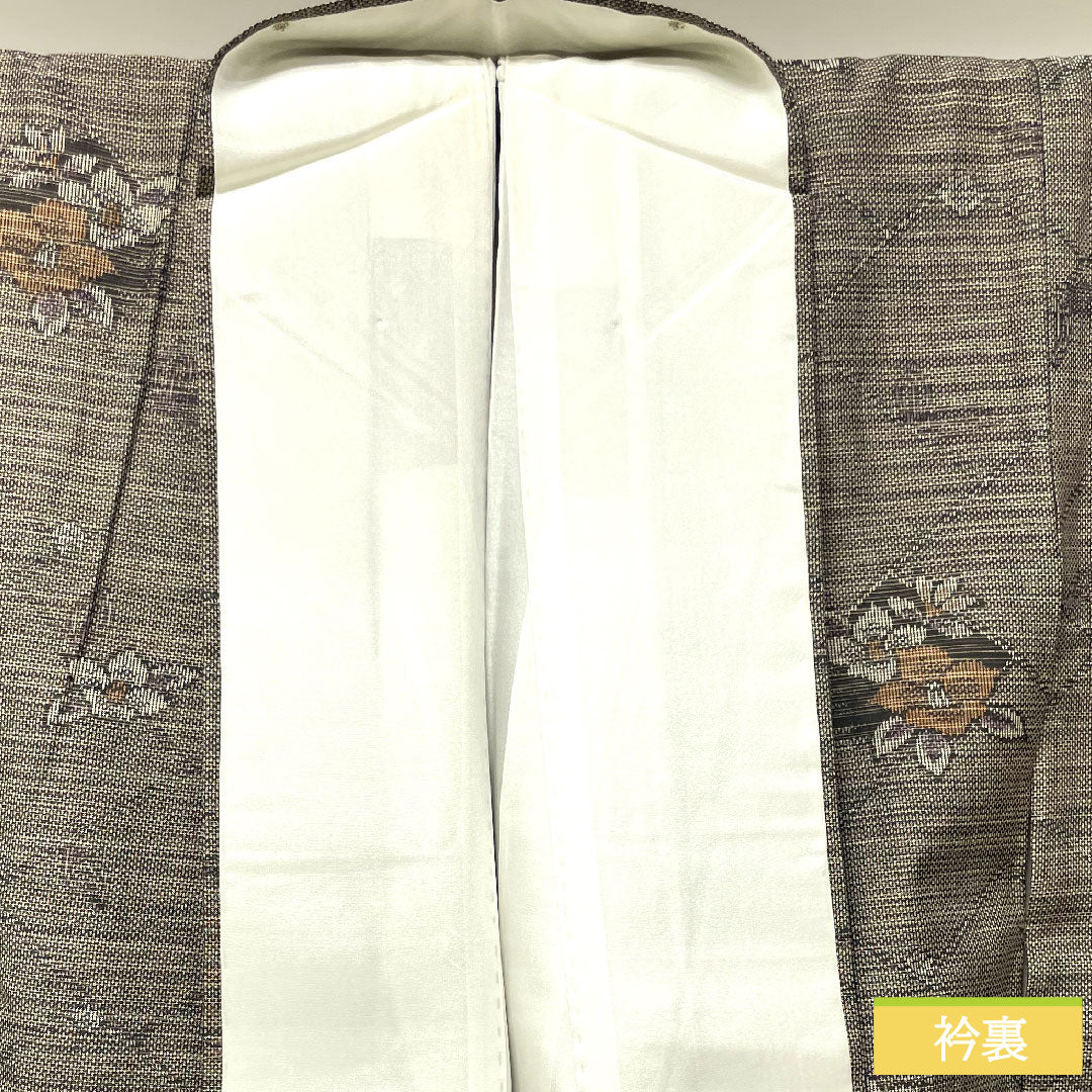 Murayama Oshima, pure silk, length 159.5cm, sleeve length 65cm, ensemble, S rank, lined, gray, 1116003272322