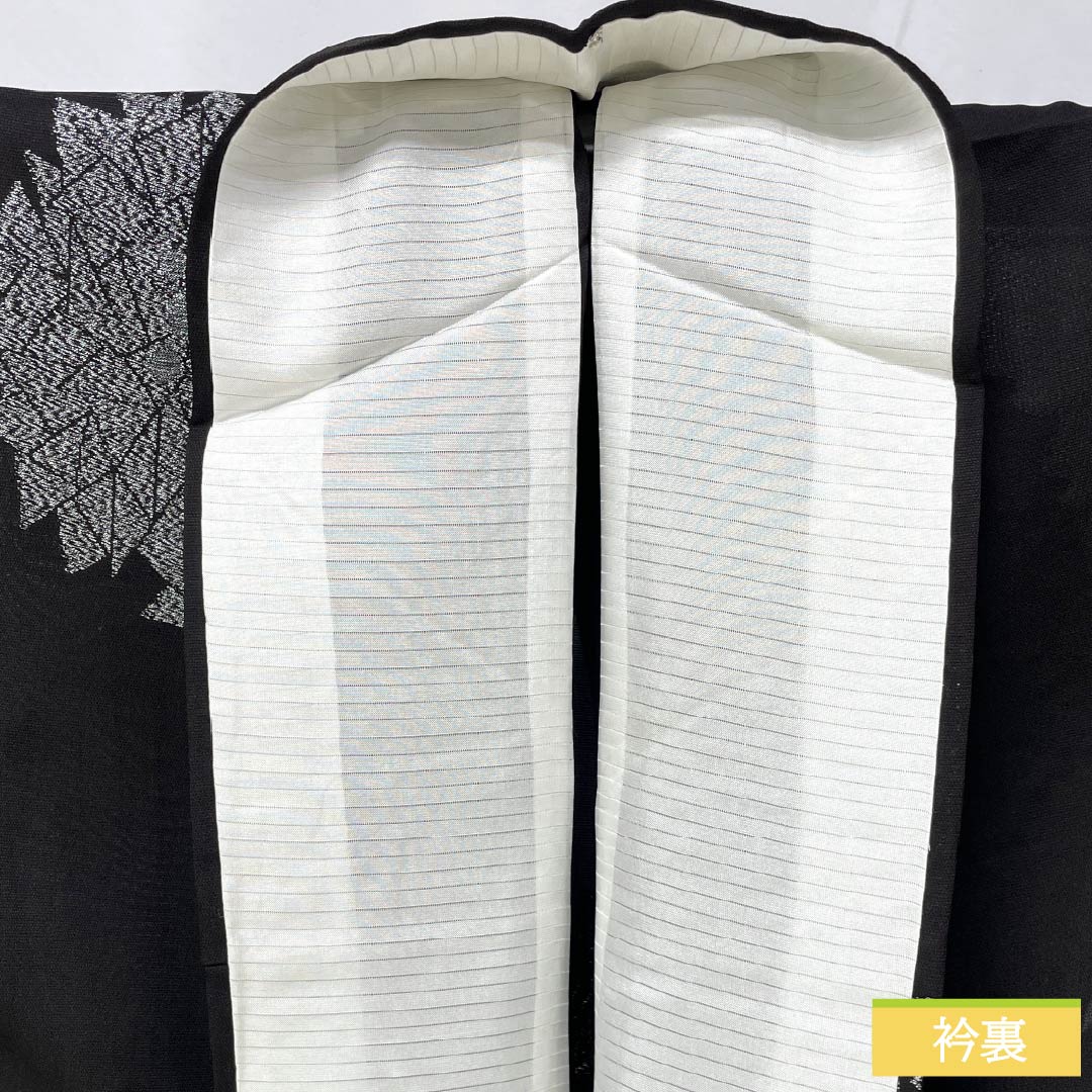 Summer Polyester Komon Kimono, Length 147cm, Sleeve Length 64.5cm, Embroidered Abstract Pattern, Gauze, S Rank, Black, 1132002412110