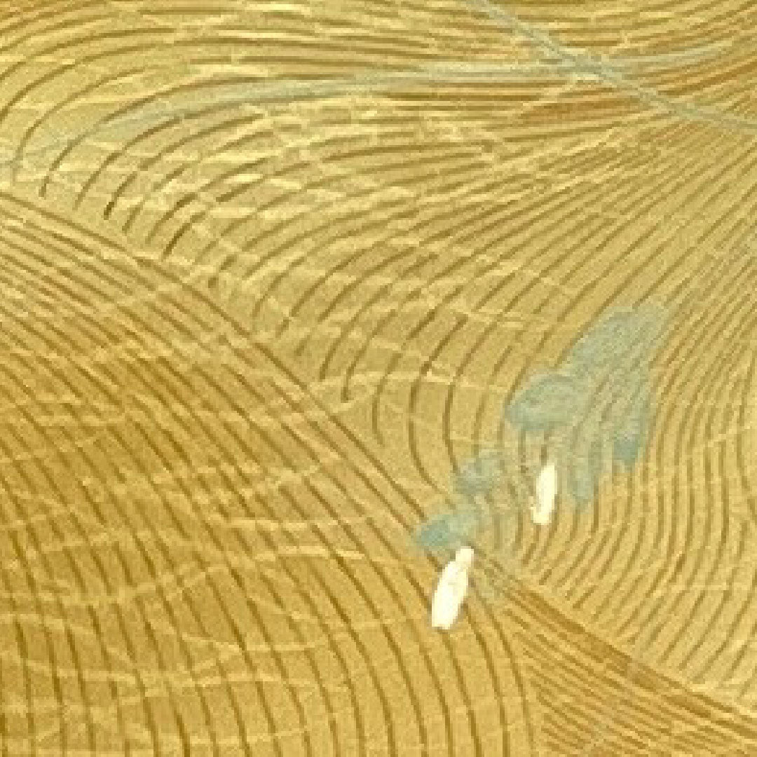 小紋 身丈147.5cm 裄丈61.5cm 袷  洗える着物 流水に葉 ポリ Aランク 黄系 1115000213123