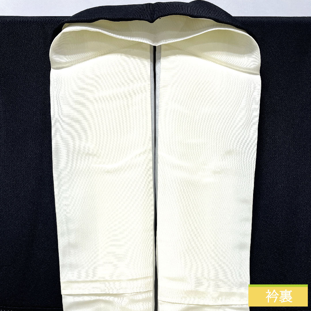 黒留袖 正絹 身丈165cm 裄丈63cm 袷 京友禅 鶴 菊 竹 梅 五つ紋 剣片喰 Aランク 黒系 1111001503510