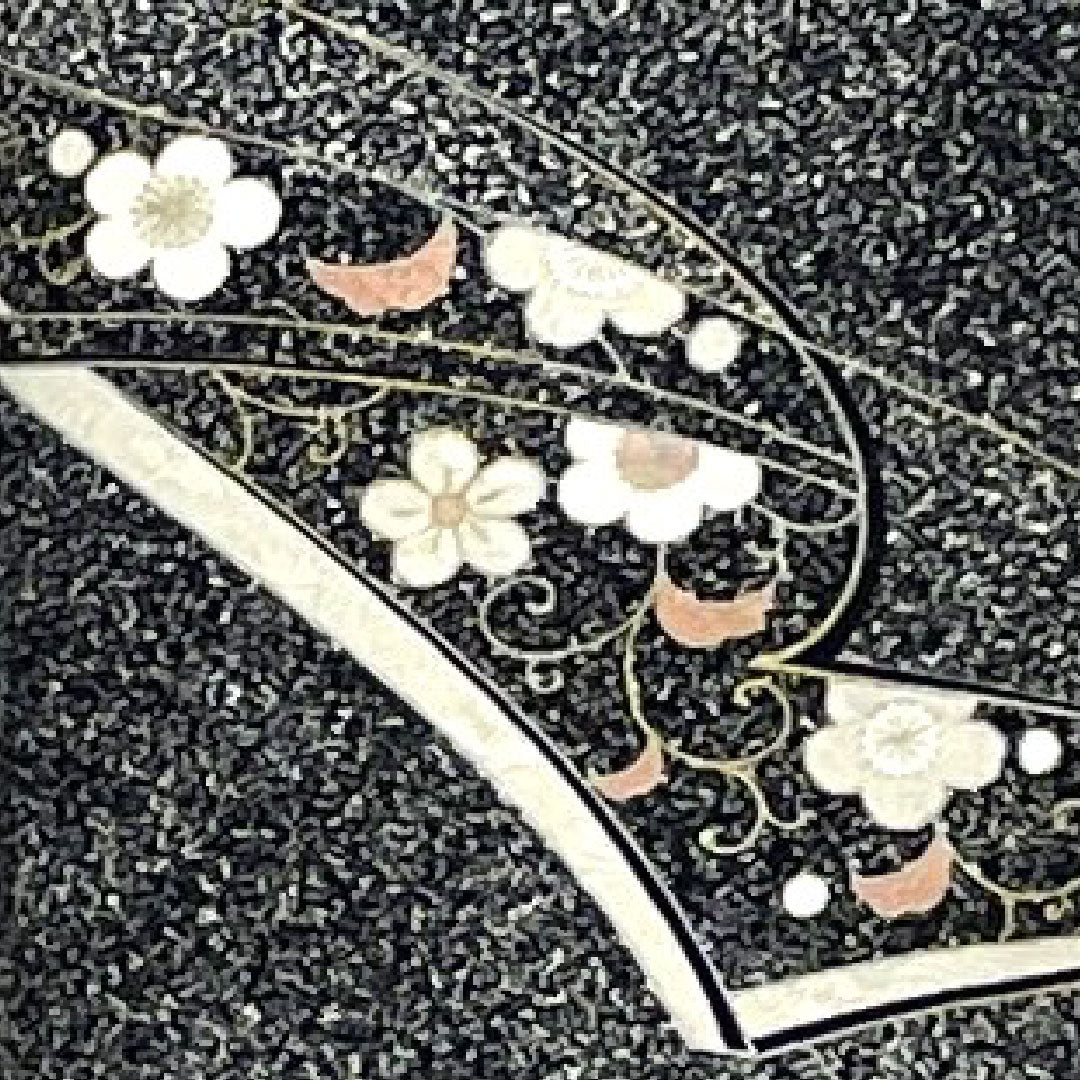 小紋 身丈158.5cm 裄丈63.5cm 袷  幾何学模様 花  正絹 Aランク 黒系 1115001963810