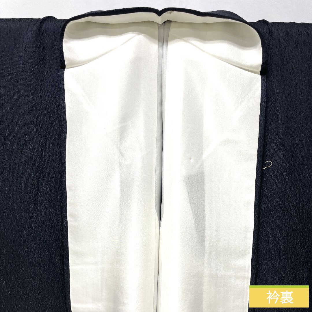 訪問着 正絹 袷 身丈150cm 裄丈62cm 黝色（ゆうしょく） 京友禅 鶴 草花模様 しつけ糸付き 未使用品 Sランク 黒系 1112005532110