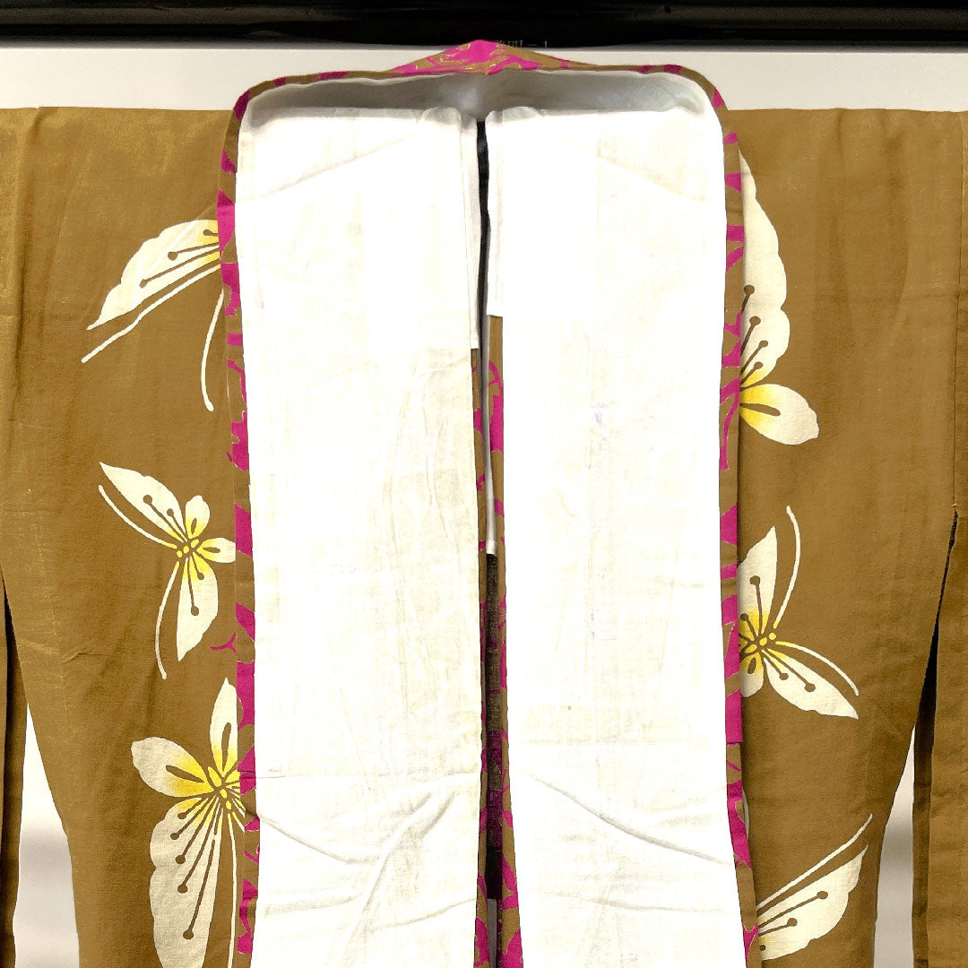 Yukata Kyara color butterfly rose cotton A rank single layer length 160.5cm sleeve length 64.5cm brown 1118001743414