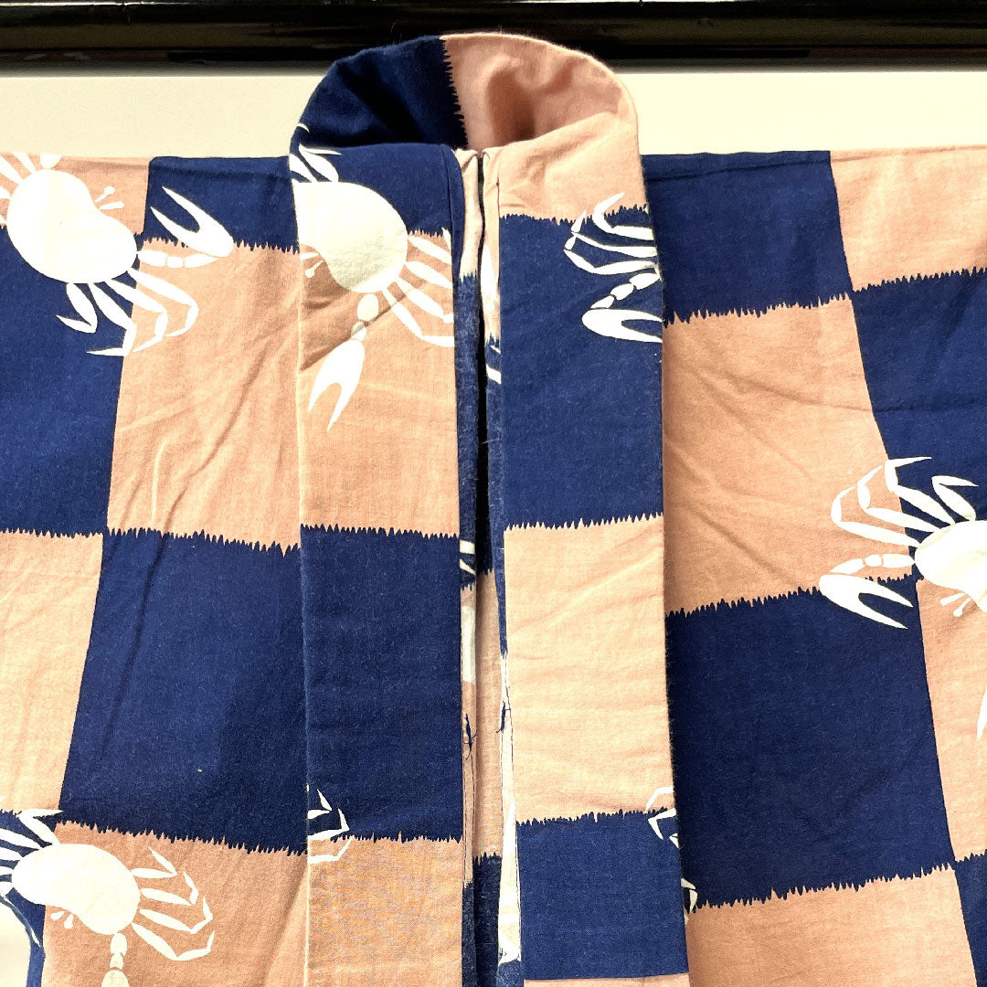 Yukata Checkered Crab Cotton A Rank Single Layer Length 157cm Sleeve Length 66.5cm Gradient 1118002953399