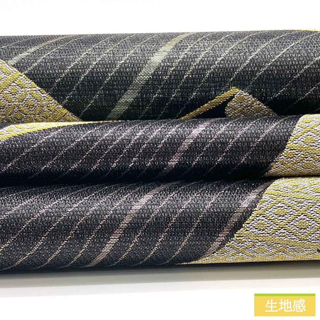 Fukuro Obi, pure silk, diamond and circle design, Shippo, obi length 450cm, S rank, six-way, formal, black, 1123014002410
