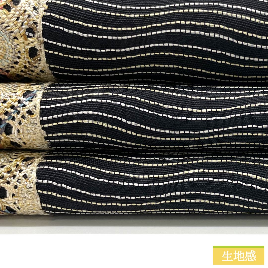 Fukuro Obi, Pure Silk, Weave, Length 456cm, S Rank, Six-way, Casual, Black, 1123013182410