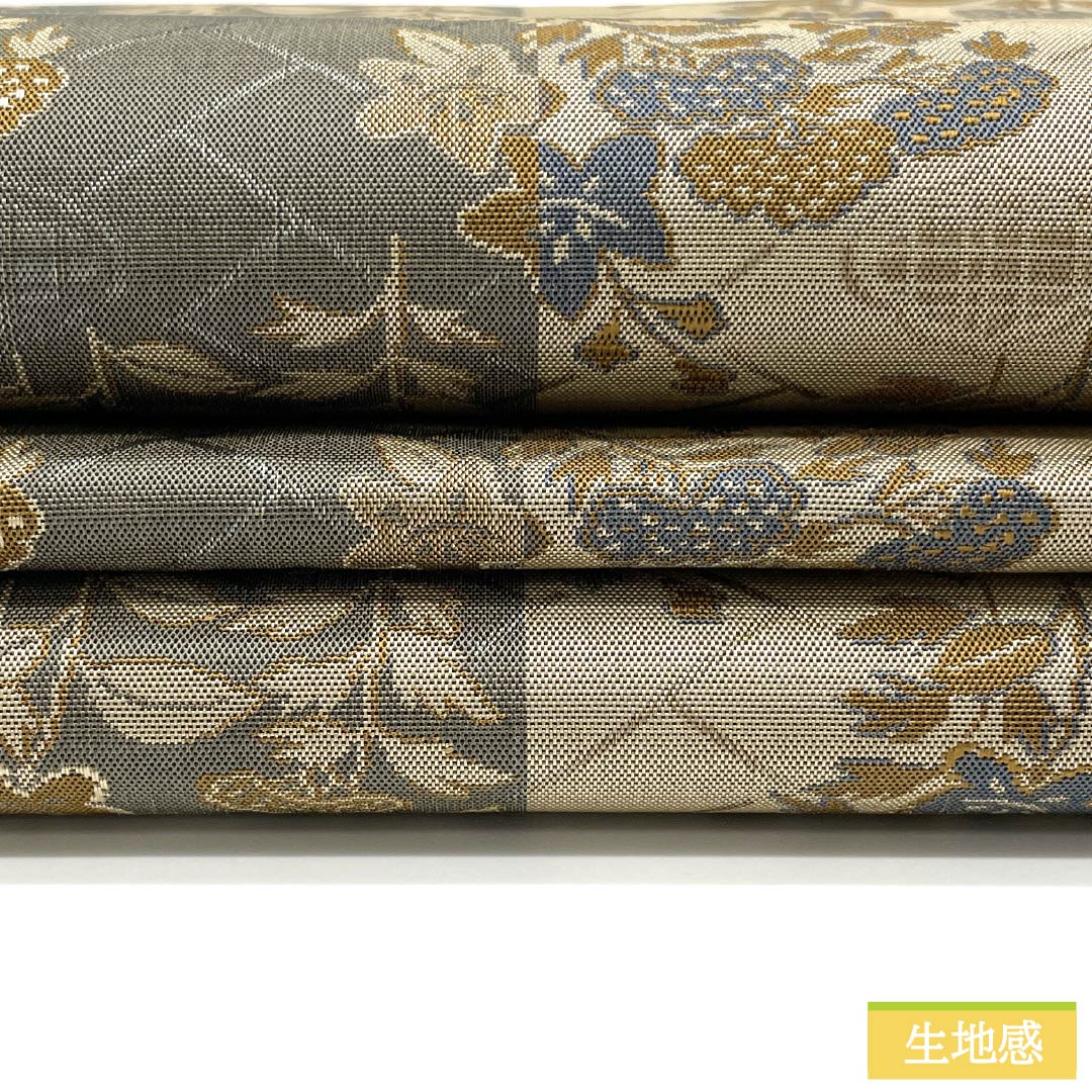 袋帯 正絹 蕎麦切色（そばきりいろ） 花模様 檜垣 京袋帯 帯丈372cm Sランク 全通 カジュアル ベージュ系 1123012792325
