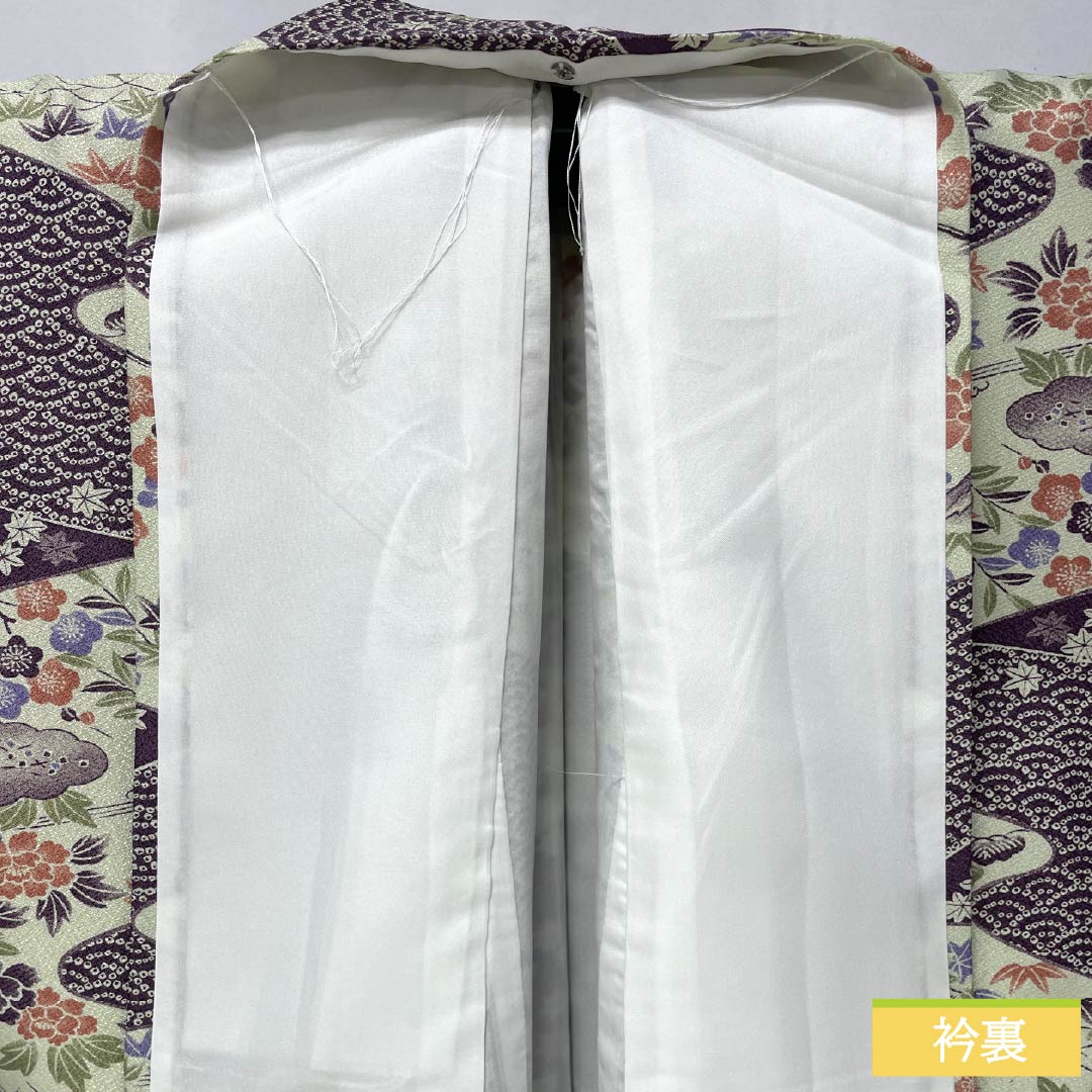 小紋 ポリエステル Sランク 身丈164cm 裄丈65.5cm 袷 古代紫色（こだいむらさきいろ） 古典柄 洗える着物 紫系 1115006782420